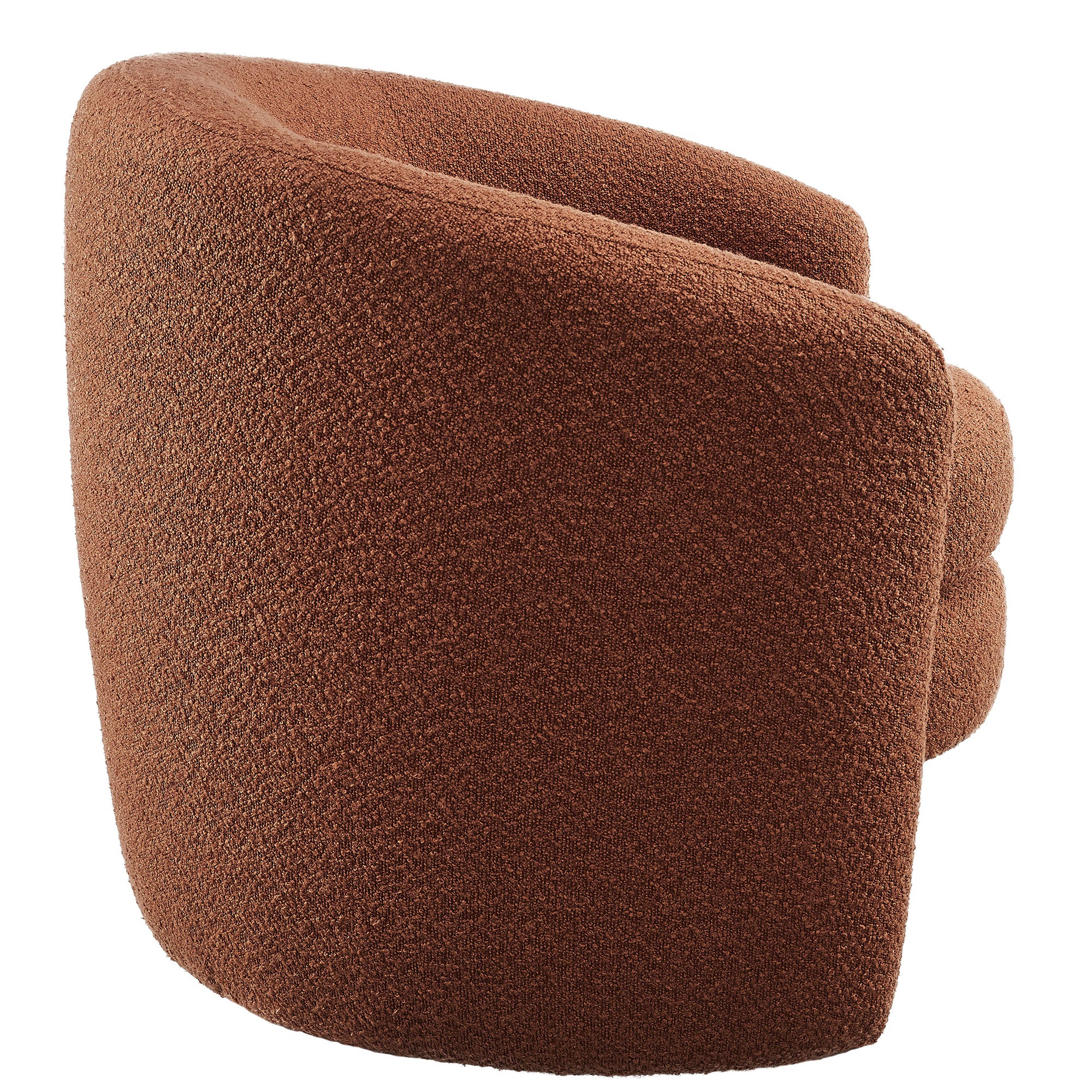 Affinity Upholstered Boucle Fabric Curved Back Armchair, Rust