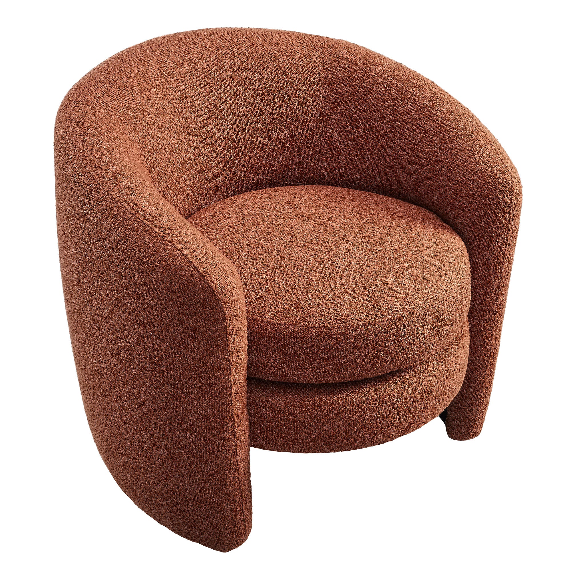 Affinity Upholstered Boucle Fabric Curved Back Armchair, Rust