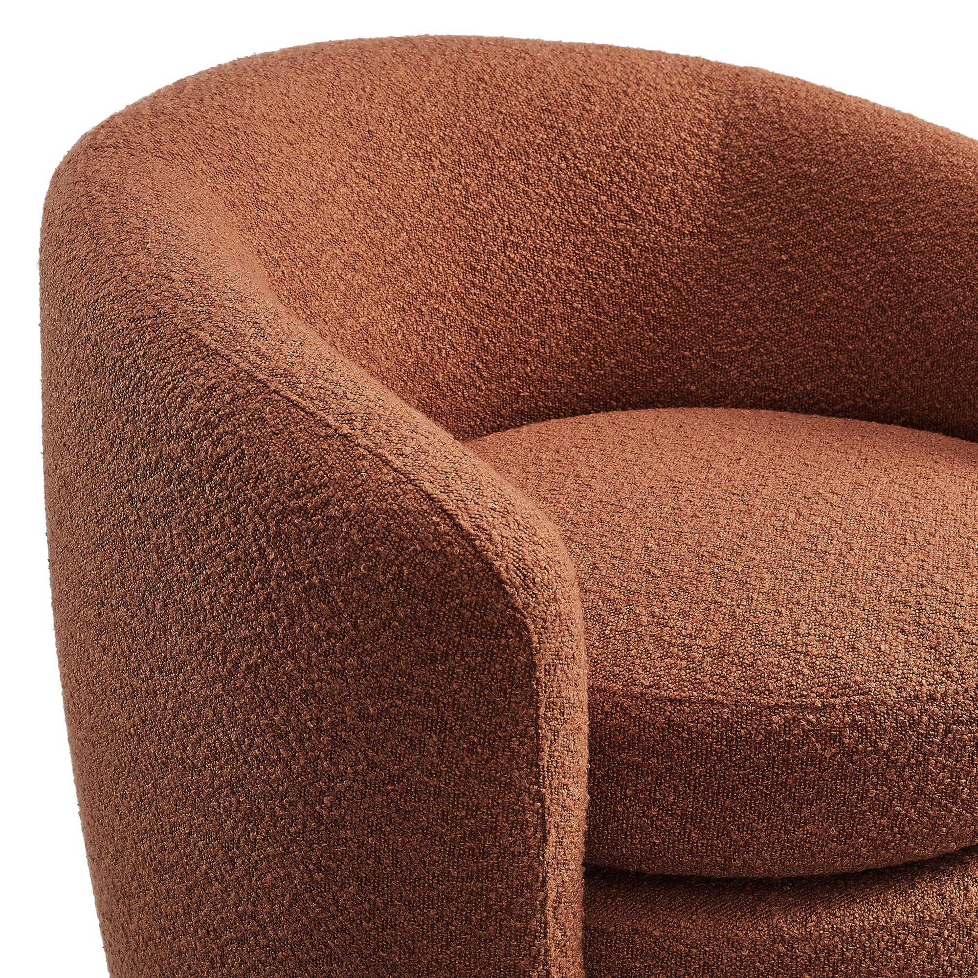 Affinity Upholstered Boucle Fabric Curved Back Armchair, Rust