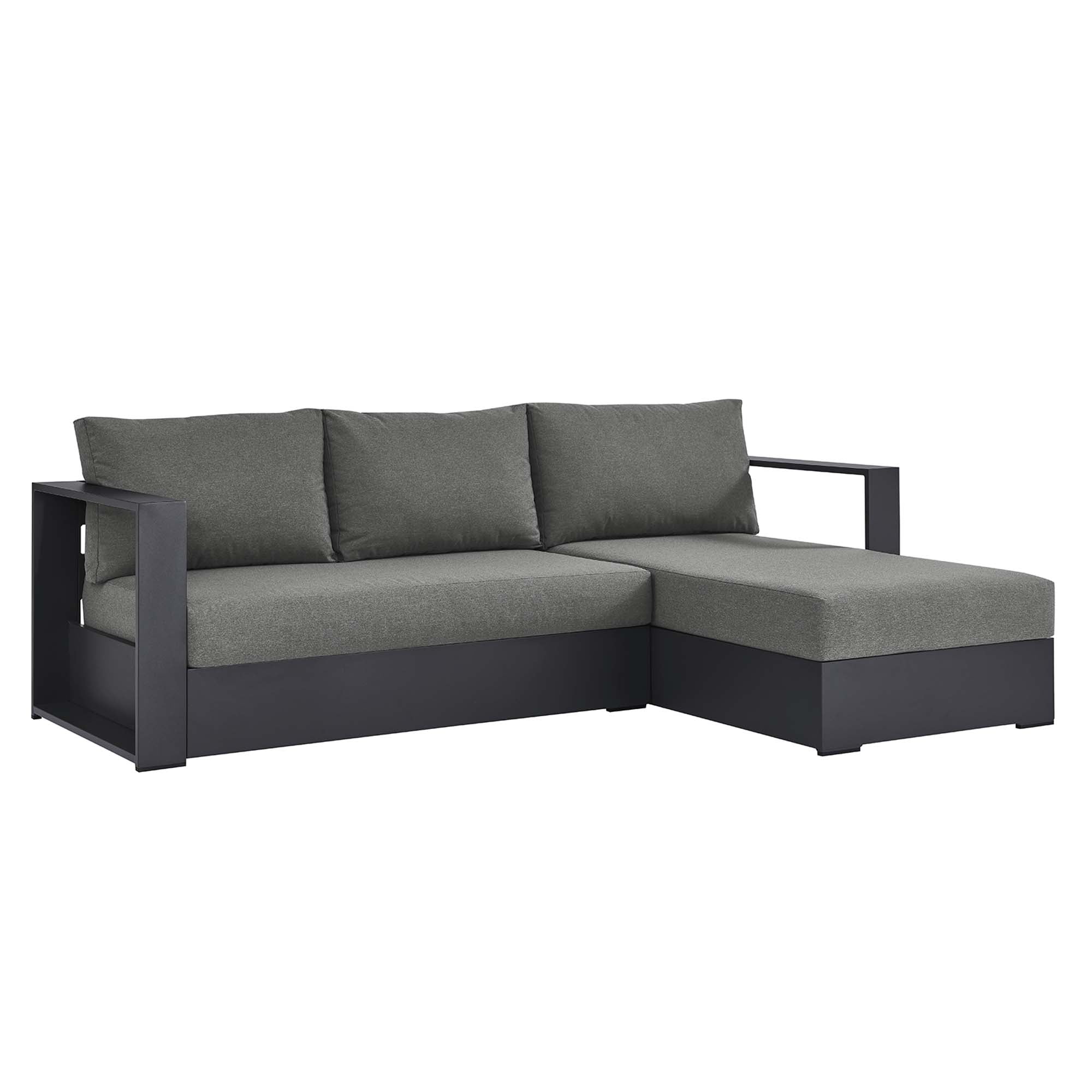 Tahoe 2-Piece Outdoor Patio Powder-Coated Aluminum Right-Facing Chaise Sectional Sofa Set, Gray Charcoal