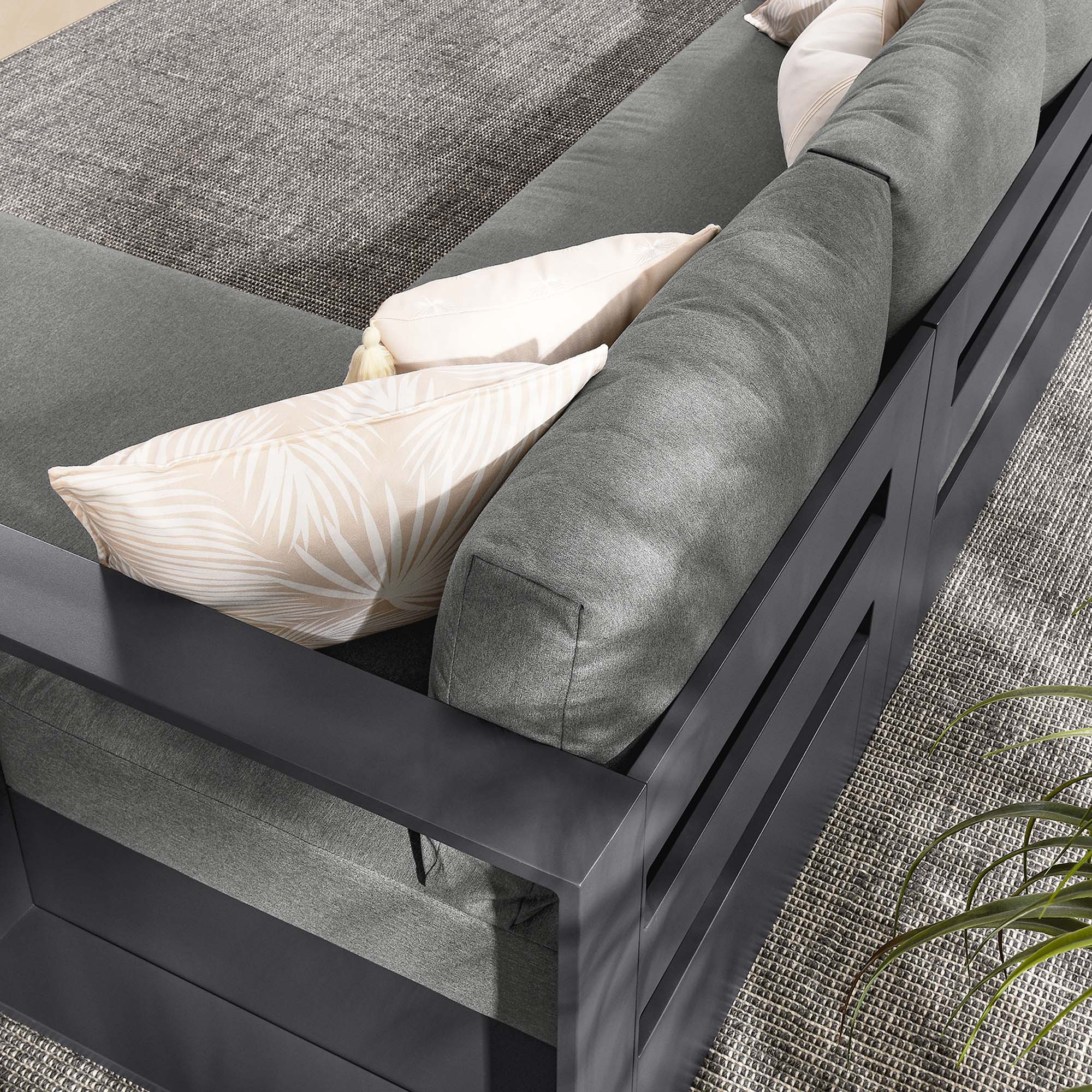 Tahoe 2-Piece Outdoor Patio Powder-Coated Aluminum Right-Facing Chaise Sectional Sofa Set, Gray Charcoal