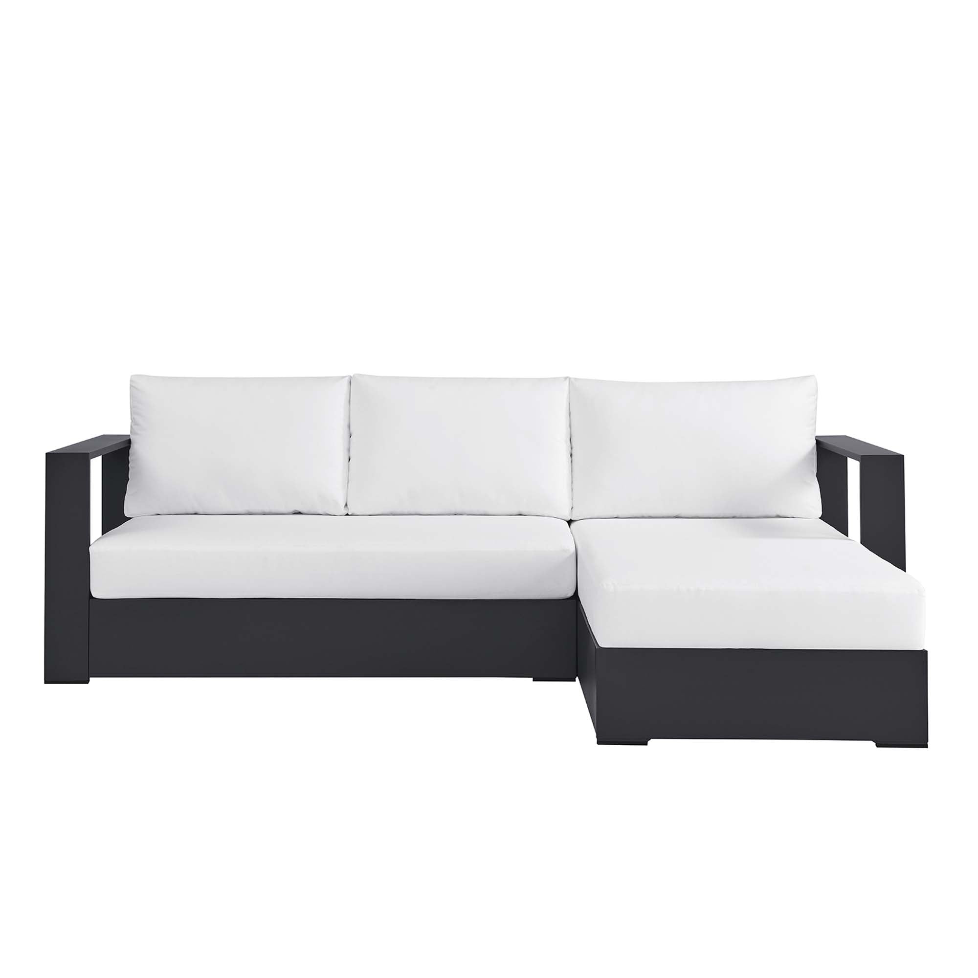 Tahoe 2-Piece Outdoor Patio Powder-Coated Aluminum Right-Facing Chaise Sectional Sofa Set, Gray White