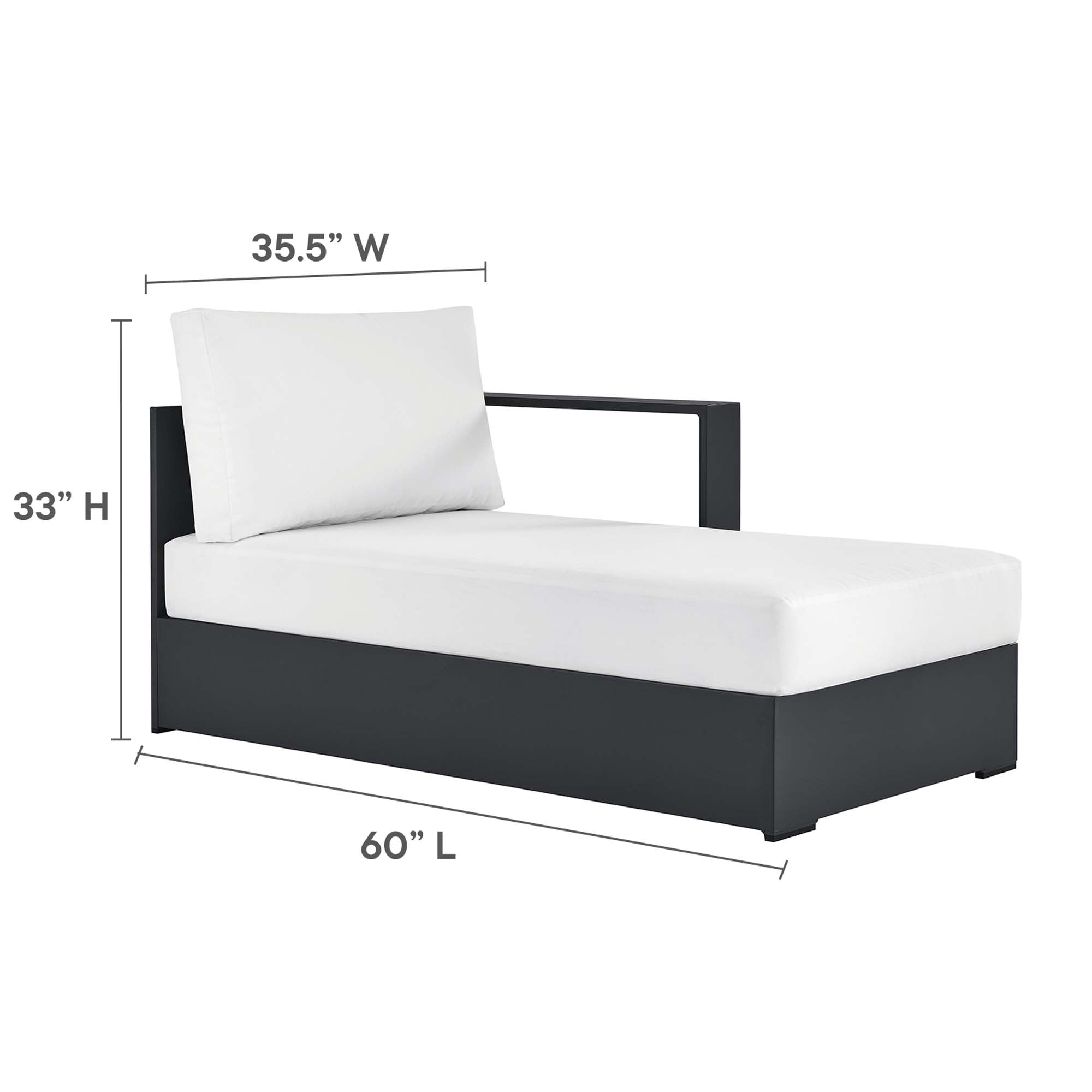 Tahoe 2-Piece Outdoor Patio Powder-Coated Aluminum Right-Facing Chaise Sectional Sofa Set, Gray White