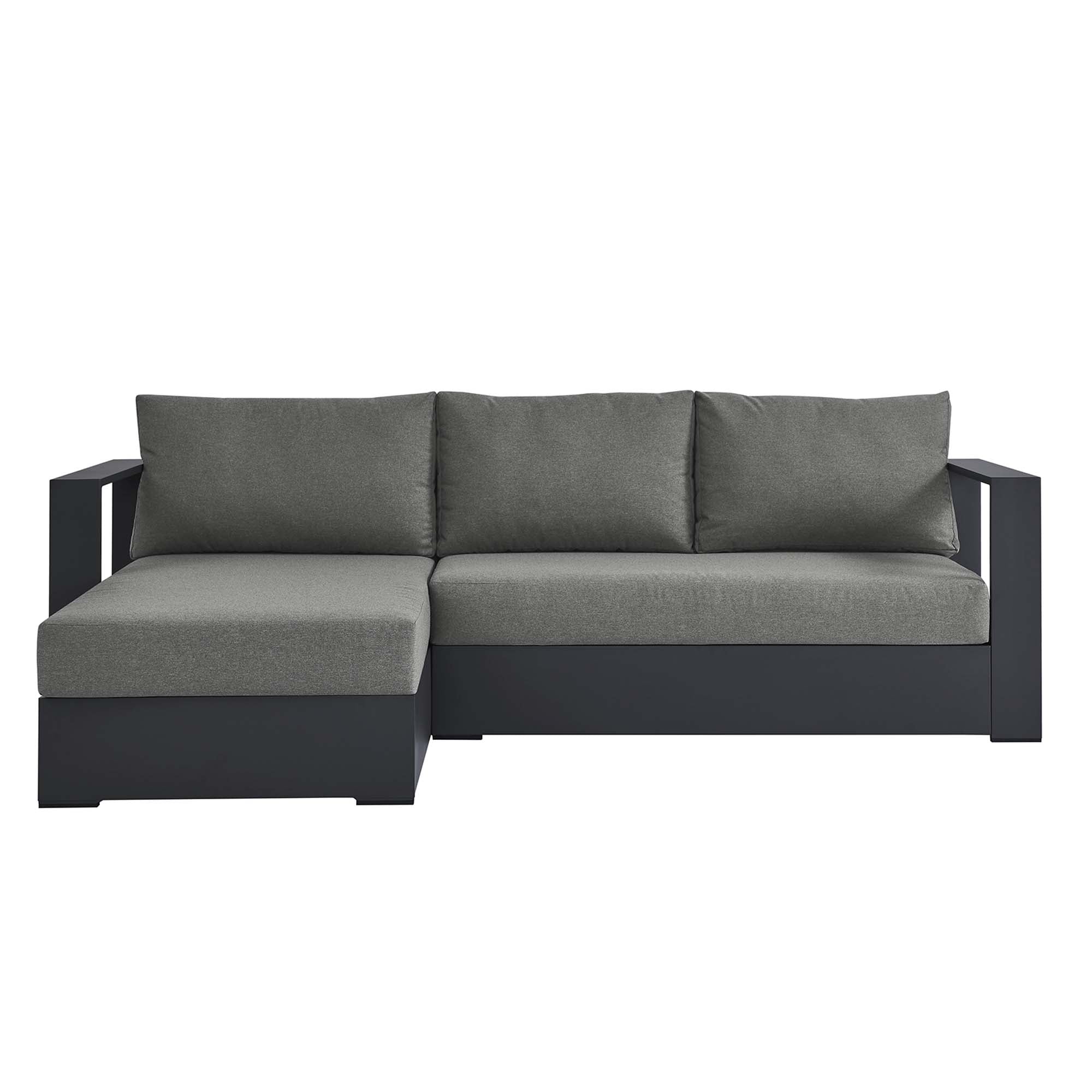 Tahoe 2-Piece Outdoor Patio Powder-Coated Aluminum Left-Facing Chaise Sectional Sofa Set, Gray Charcoal