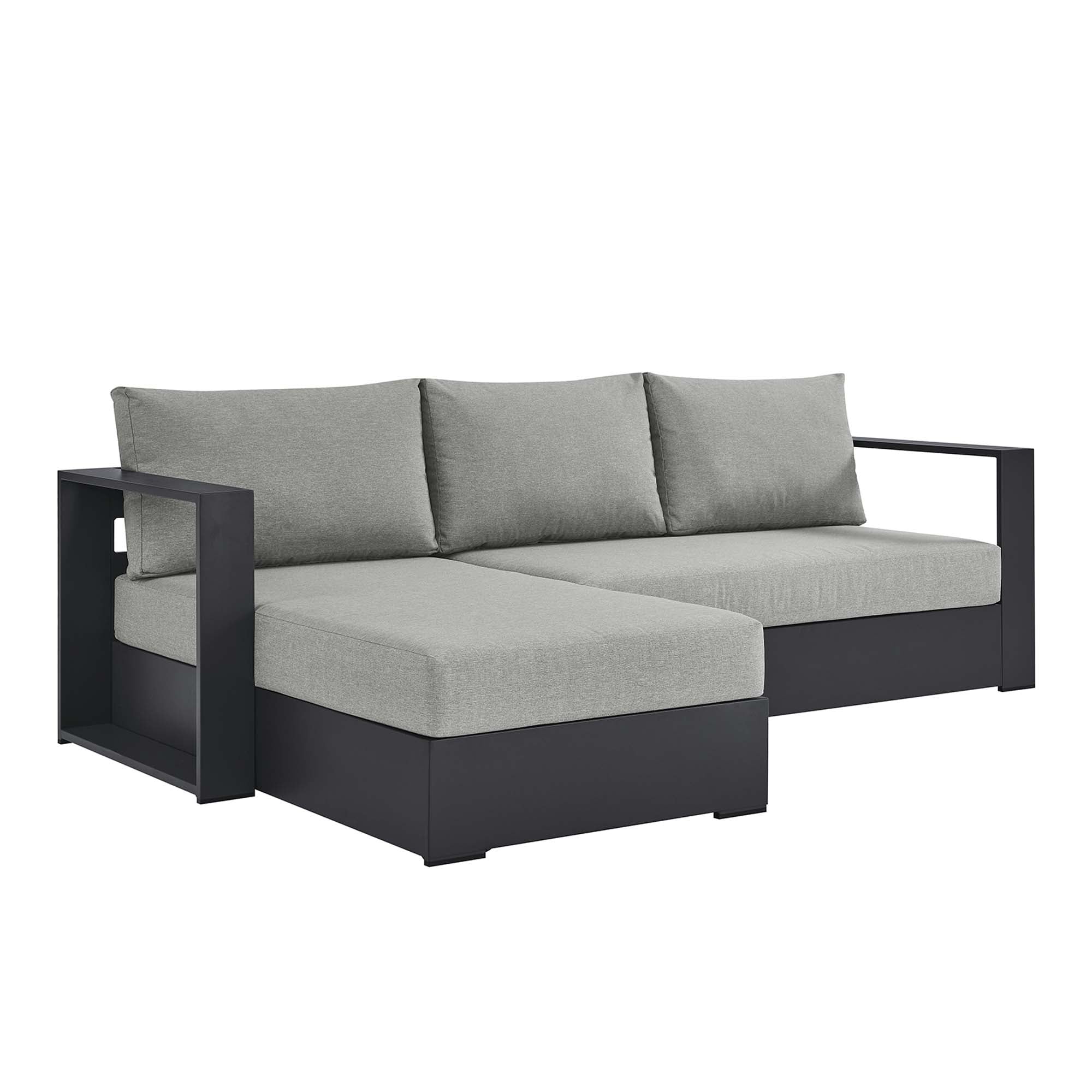 Tahoe 2-Piece Outdoor Patio Powder-Coated Aluminum Left-Facing Chaise Sectional Sofa Set, Gray Gray