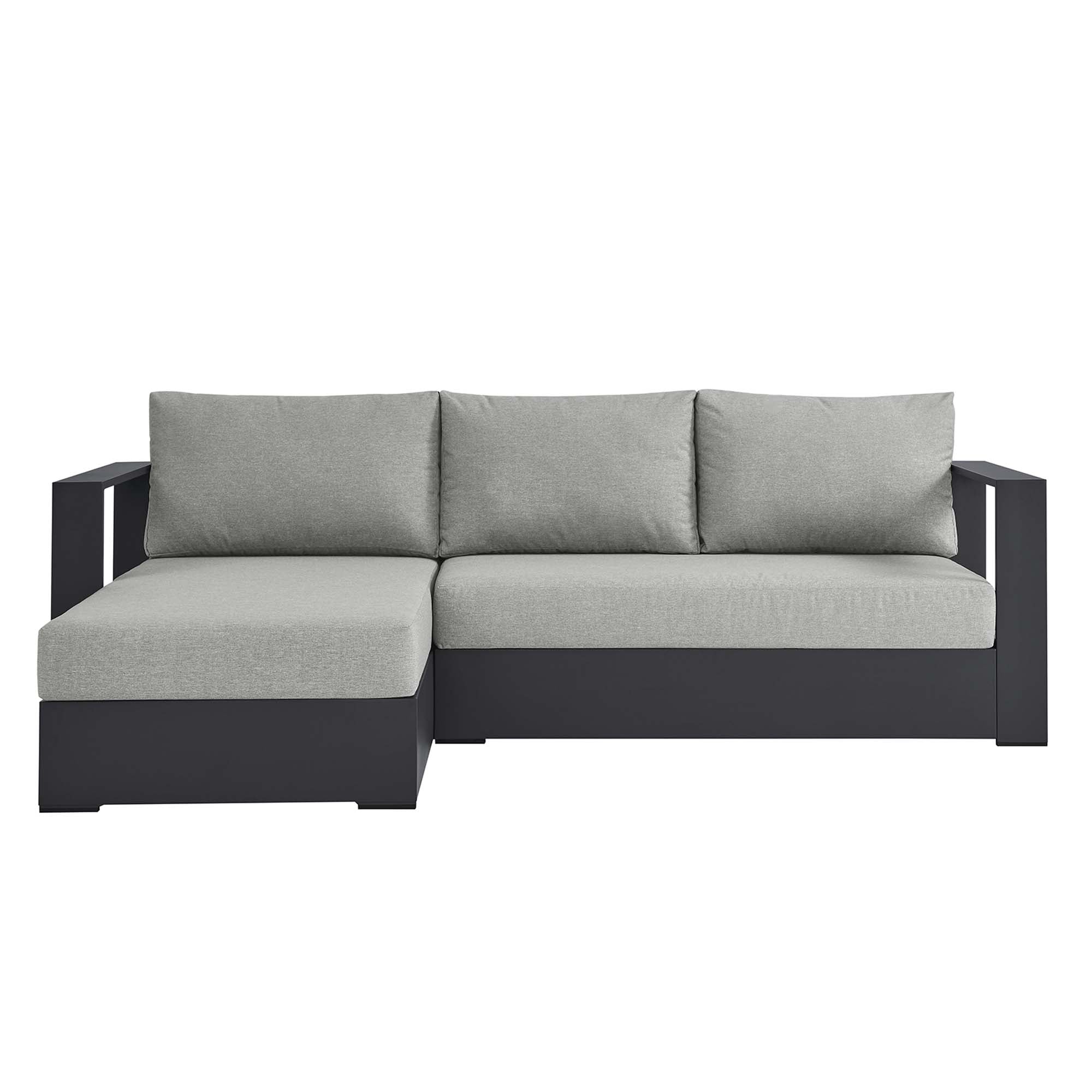 Tahoe 2-Piece Outdoor Patio Powder-Coated Aluminum Left-Facing Chaise Sectional Sofa Set, Gray Gray