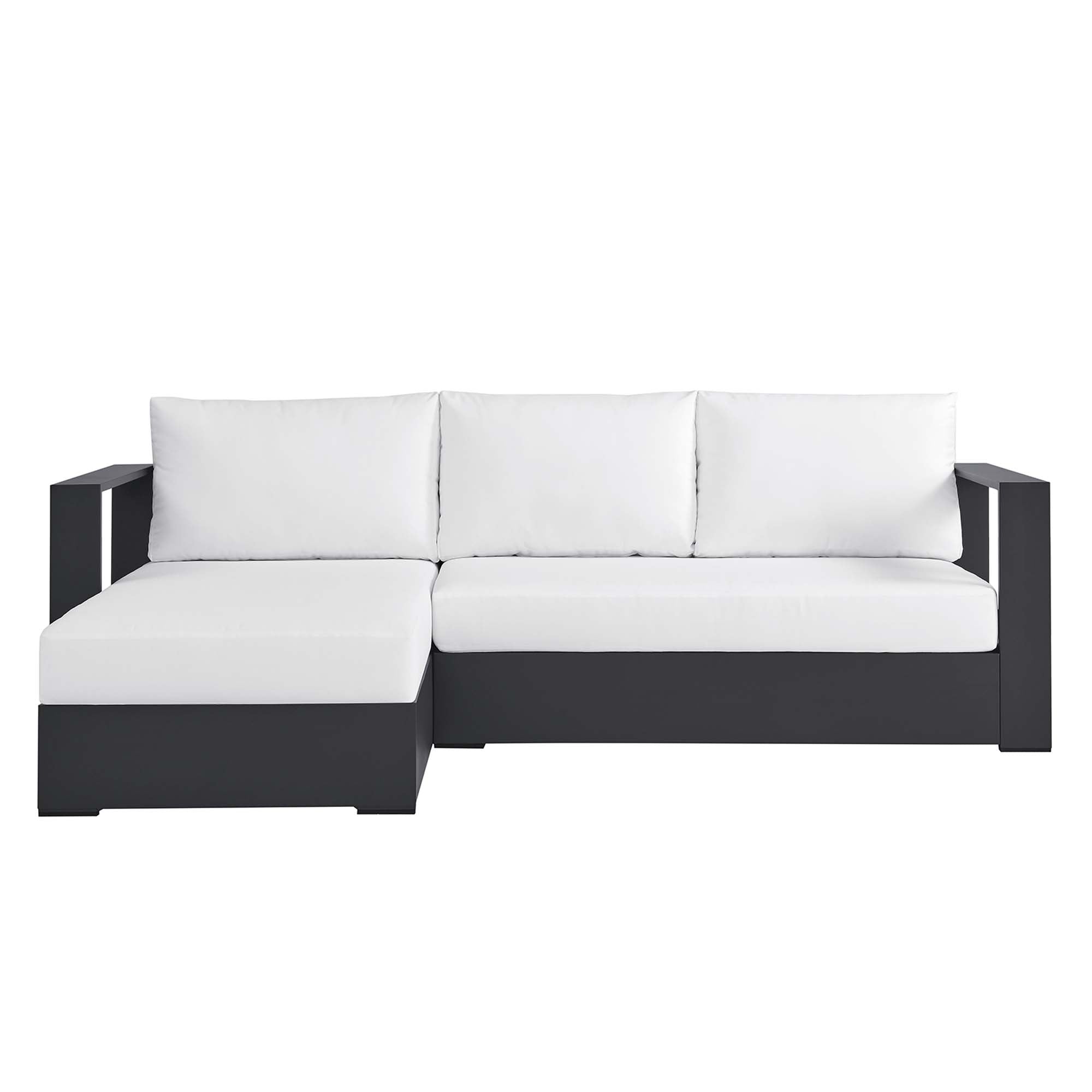 Tahoe 2-Piece Outdoor Patio Powder-Coated Aluminum Left-Facing Chaise Sectional Sofa Set, Gray White