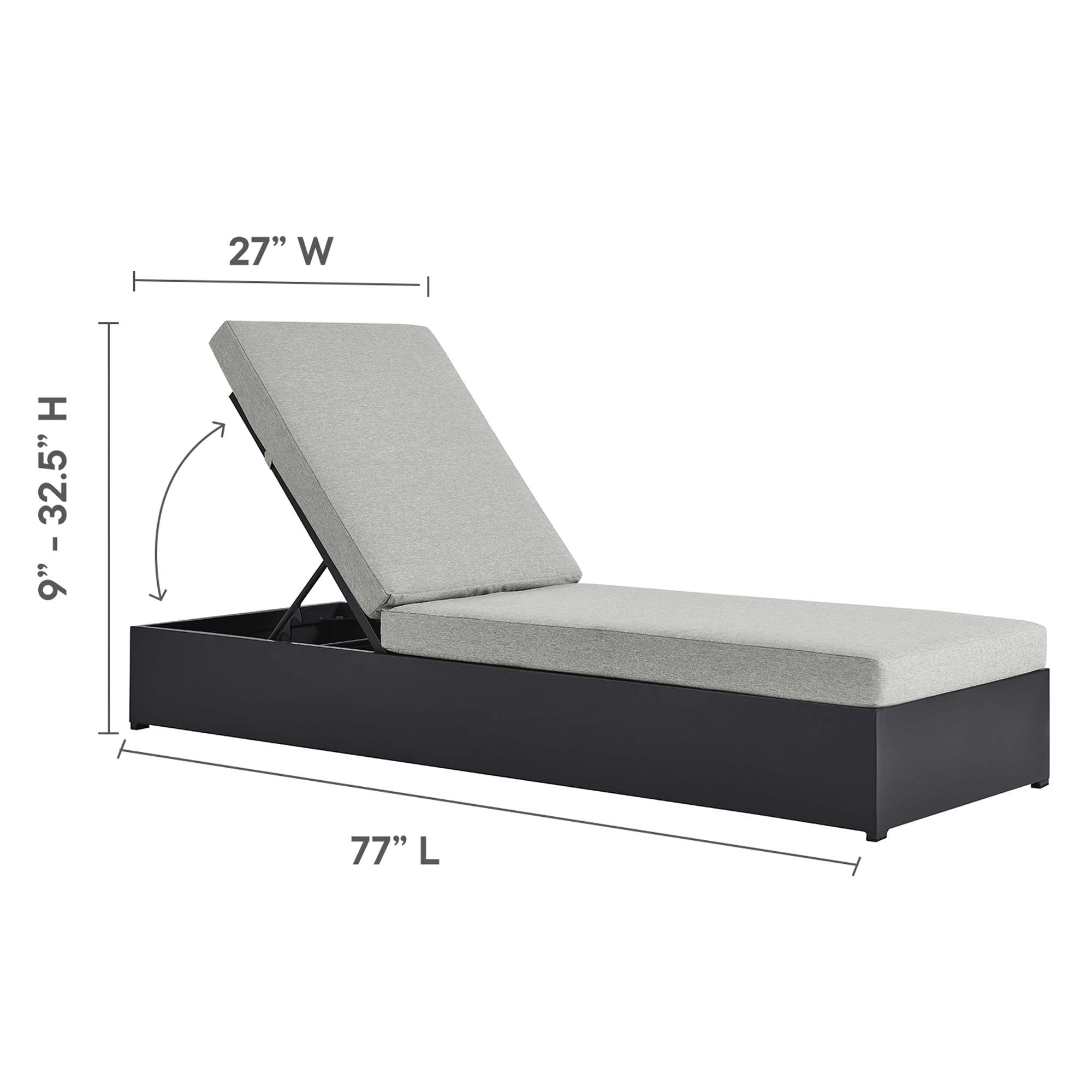 Tahoe 3-Piece Outdoor Patio Powder-Coated Aluminum Chaise Lounge Set, Gray Gray