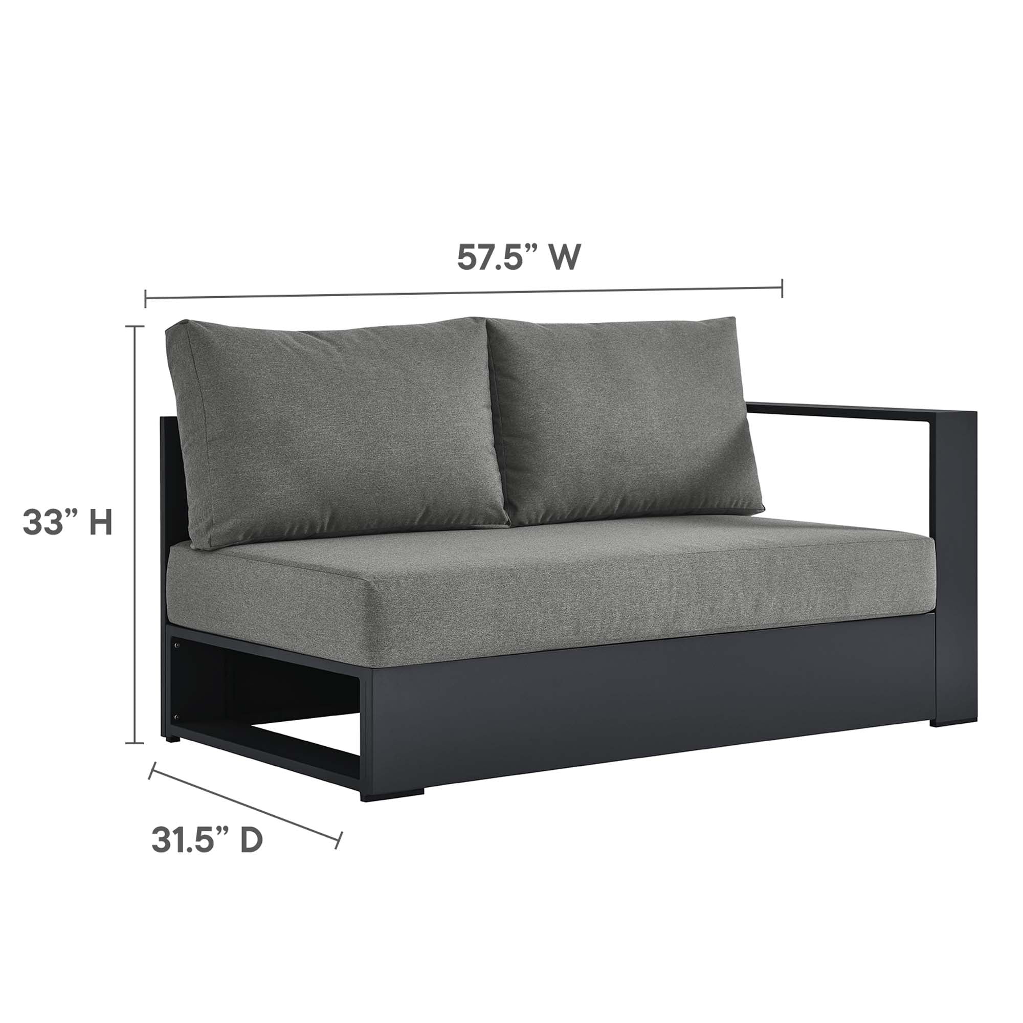 Tahoe 5-Piece Outdoor Patio Powder-Coated Aluminum Sectional Sofa Set, Gray Charcoal