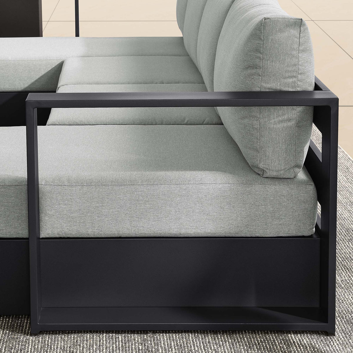 Tahoe 4-Piece Outdoor Patio Powder-Coated Aluminum Sectional Sofa Set, Gray Gray