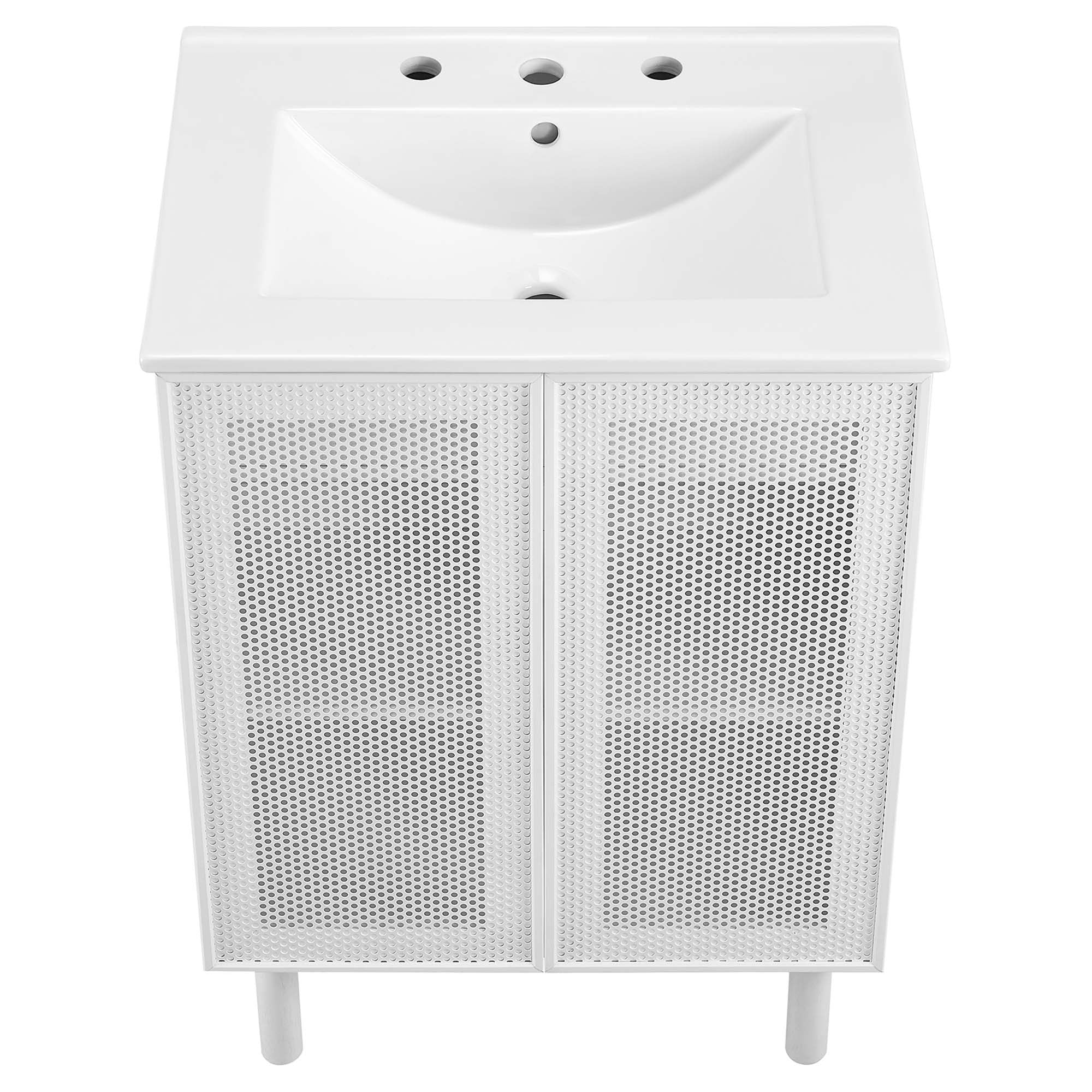 Calla 24" Perforated Metal Bathroom Vanity, White White