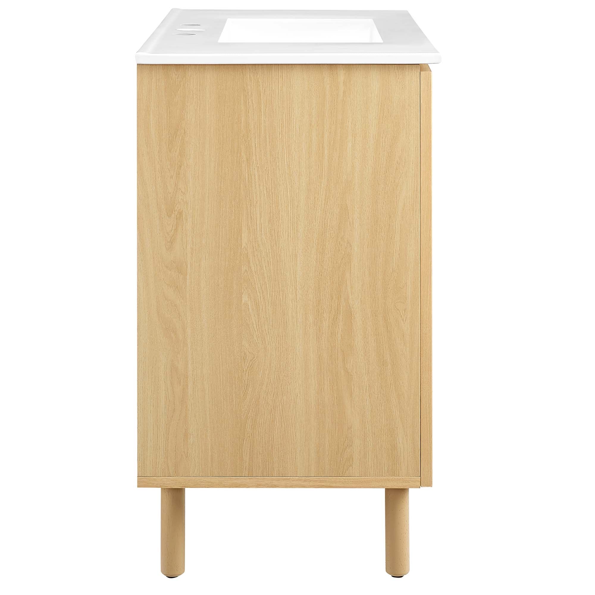 Calla 36" Perforated Metal Bathroom Vanity, White Oak