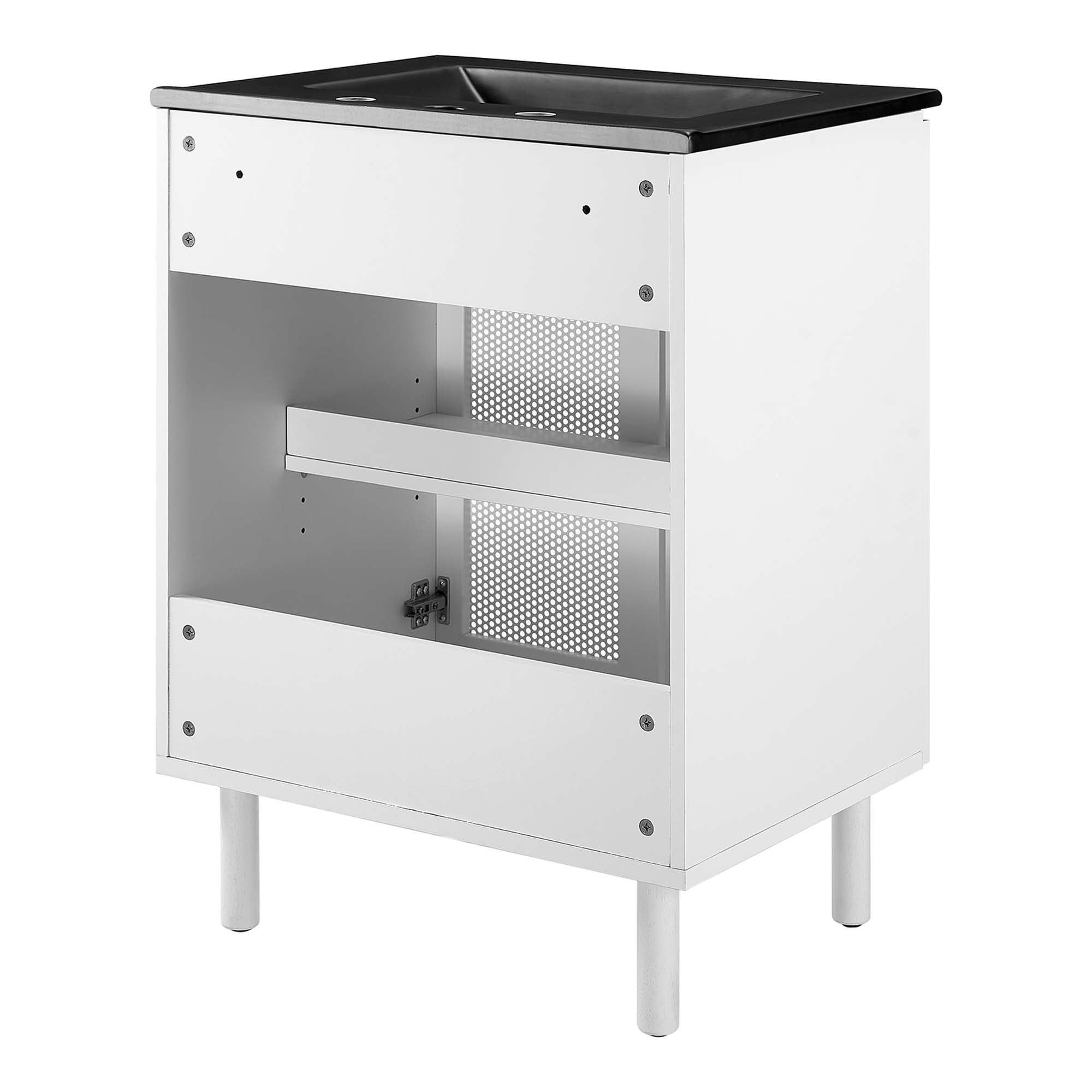Calla 24" Perforated Metal Bathroom Vanity, Black White