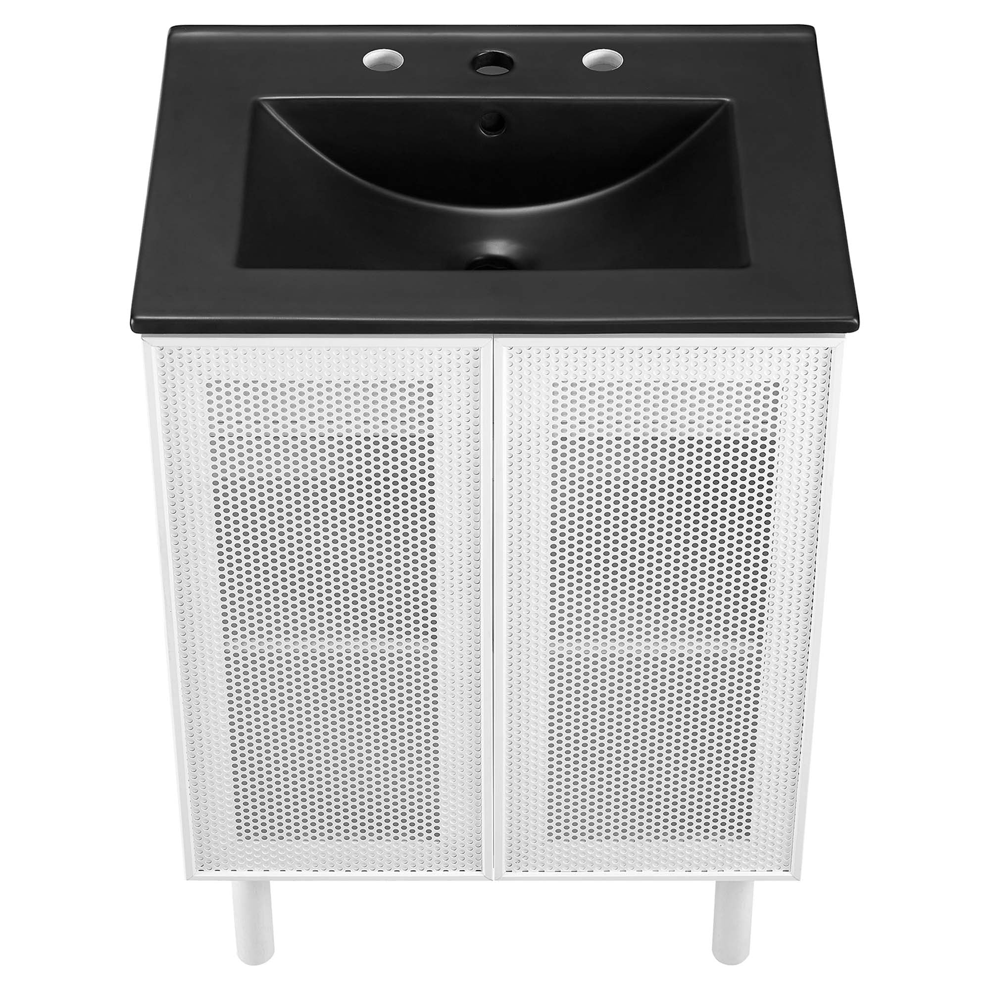 Calla 24" Perforated Metal Bathroom Vanity, Black White