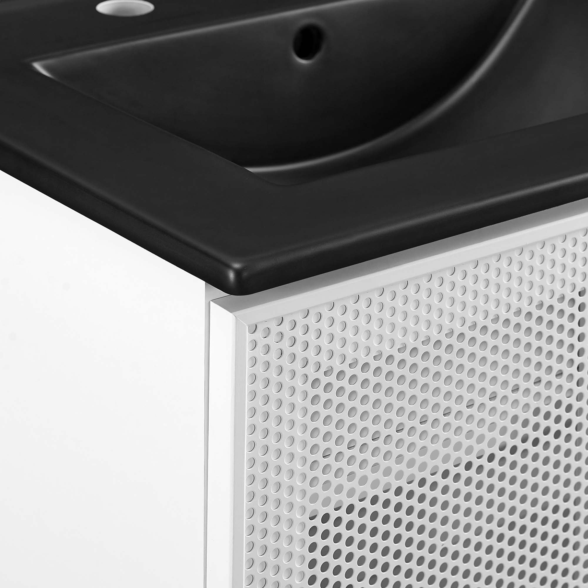 Calla 24" Perforated Metal Bathroom Vanity, Black White