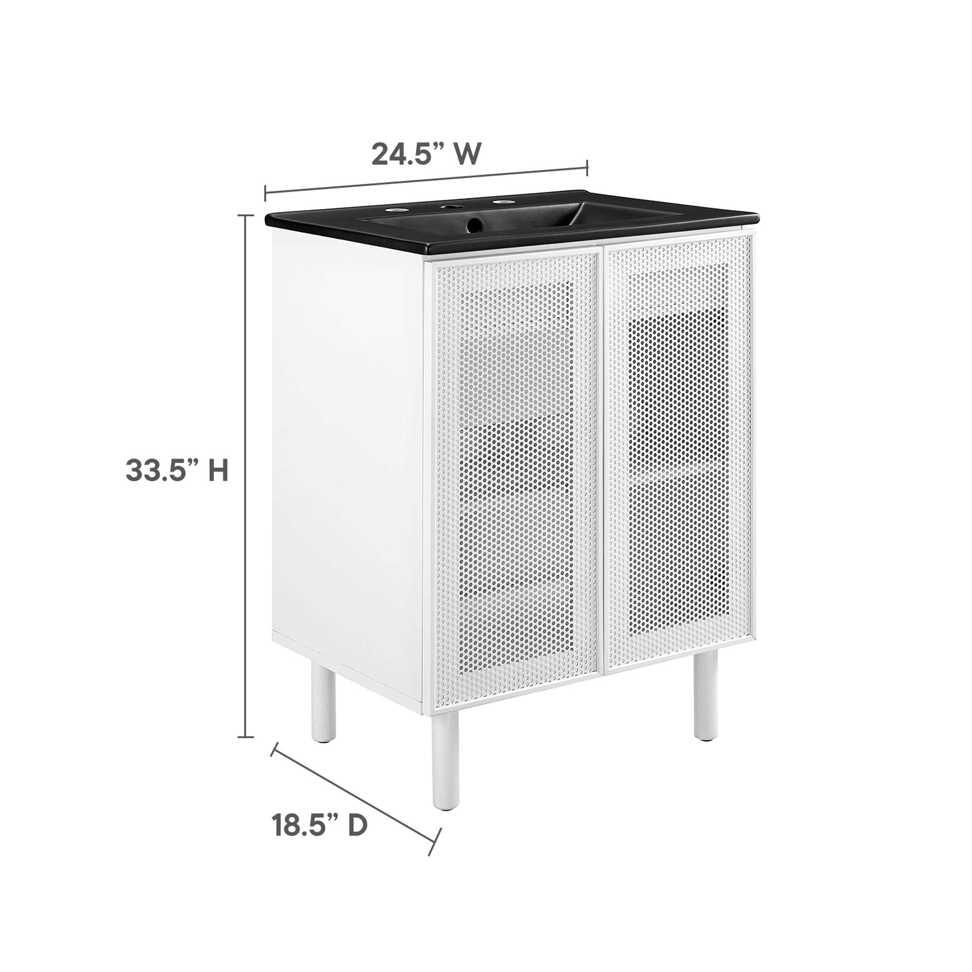 Calla 24" Perforated Metal Bathroom Vanity, Black White