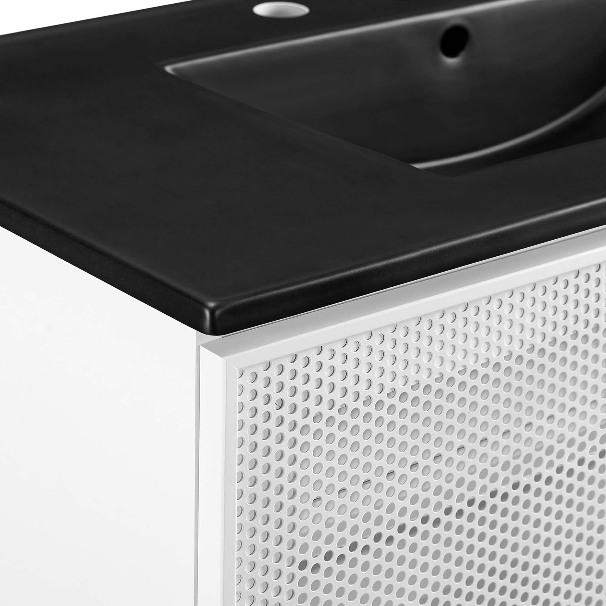 Calla 36" Perforated Metal Bathroom Vanity, Black White