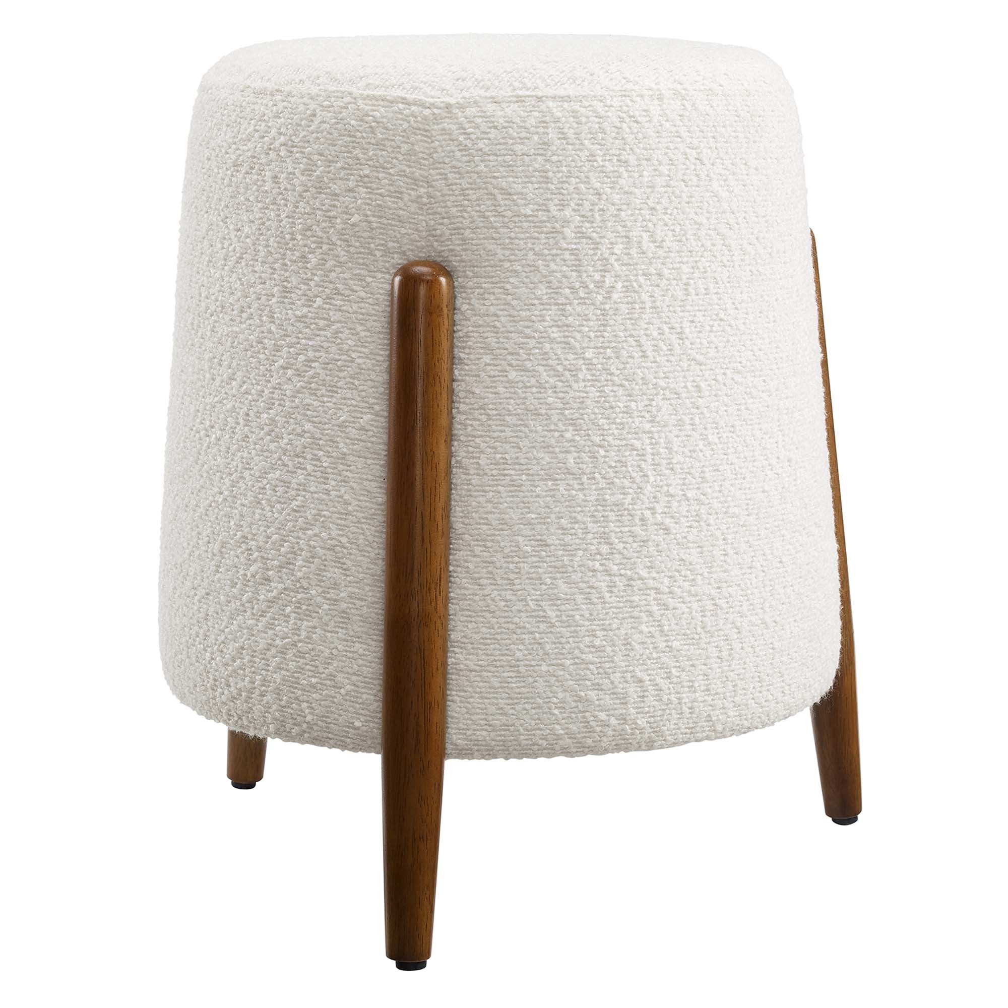 Riven Upholstered Boucle Fabric Ottoman, Cloud