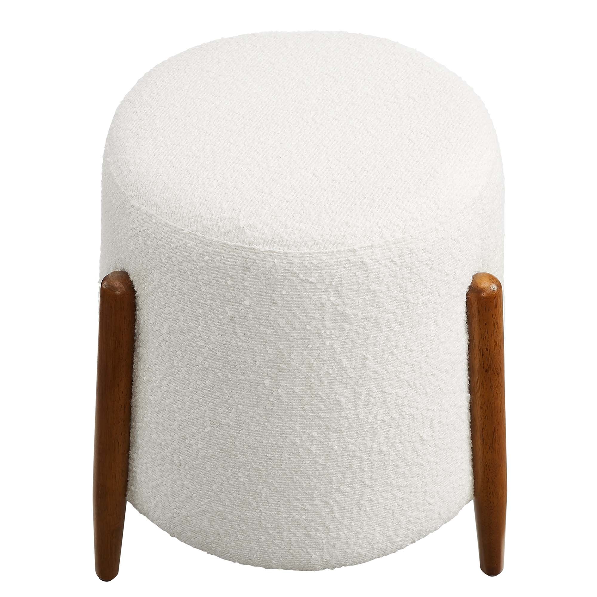 Riven Upholstered Boucle Fabric Ottoman, Cloud