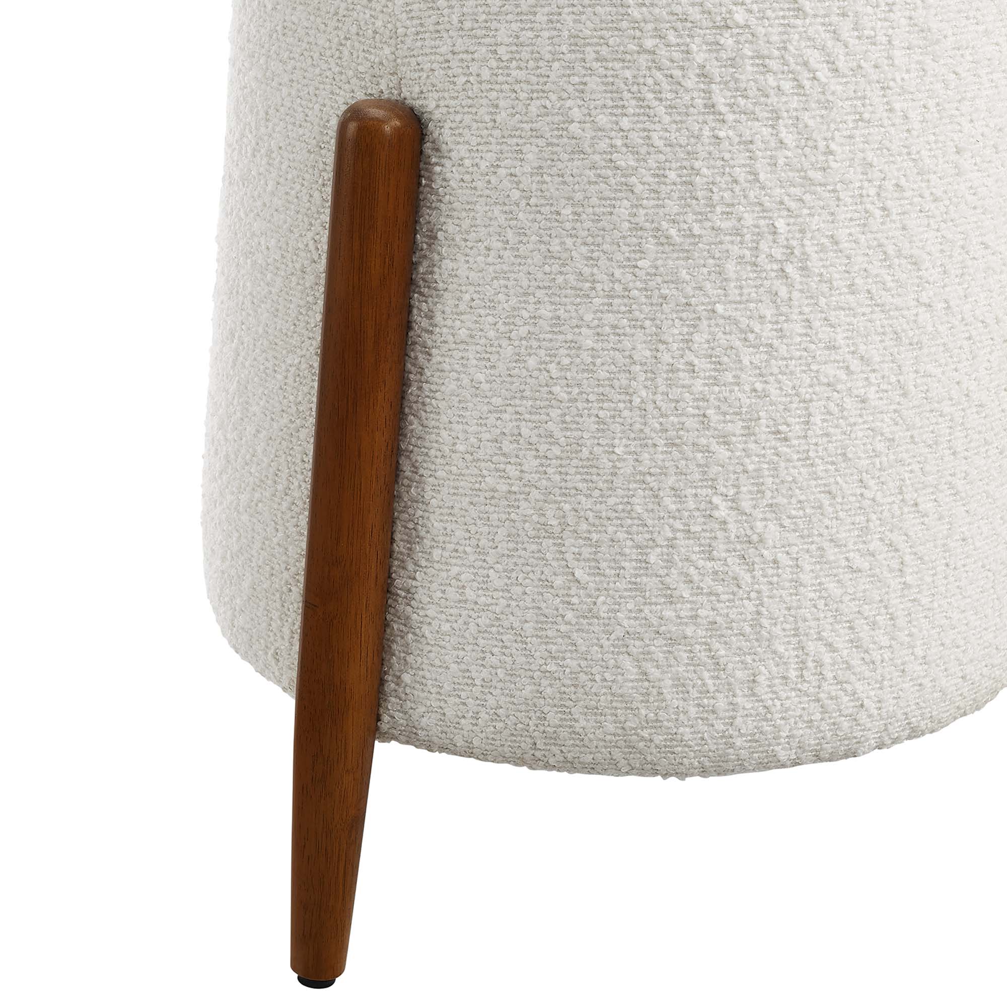 Riven Upholstered Boucle Fabric Ottoman, Cloud