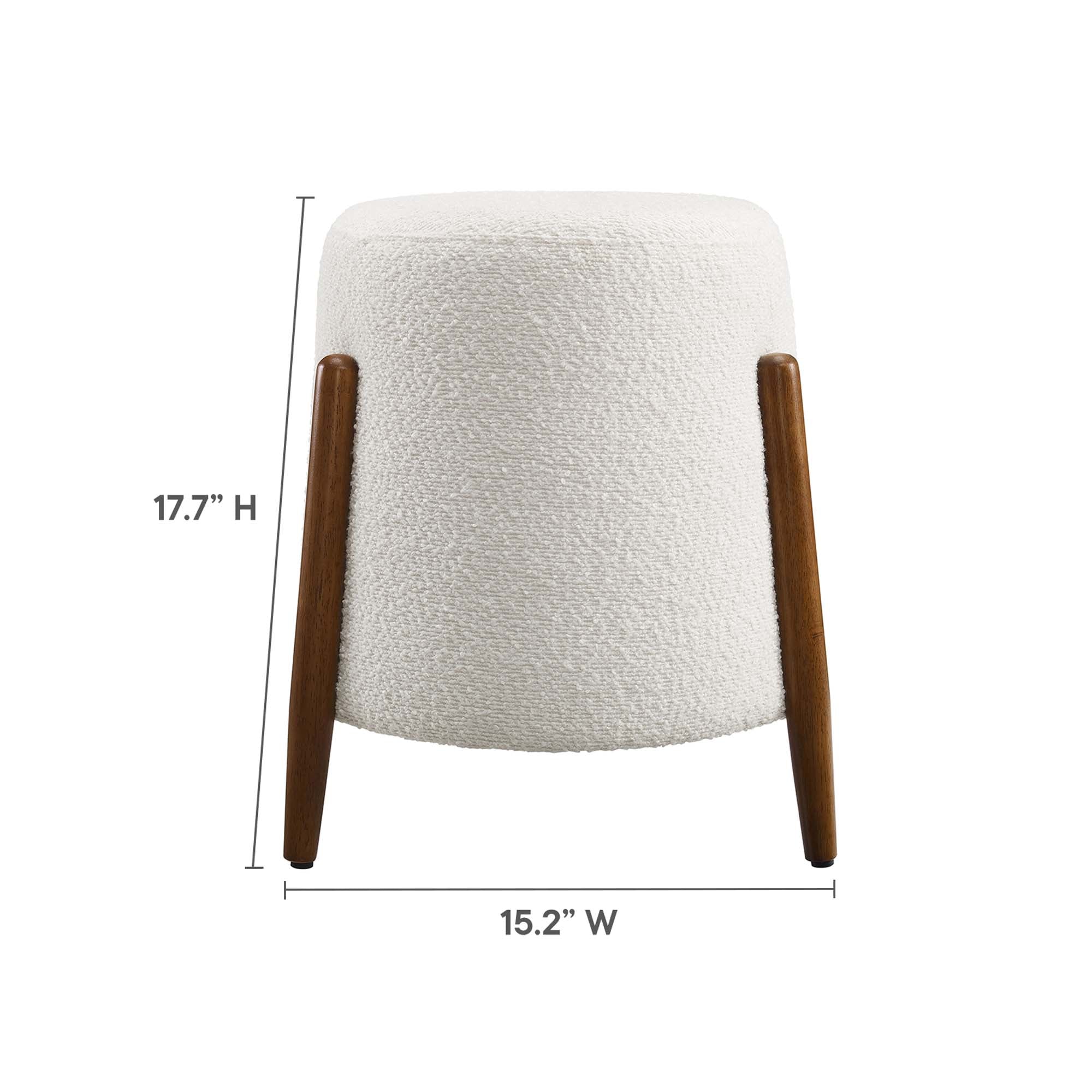 Riven Upholstered Boucle Fabric Ottoman, Cloud