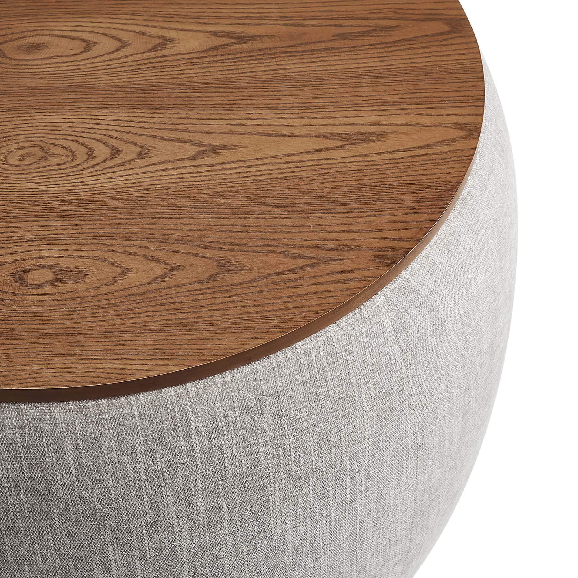 Perla Woven Heathered Fabric Upholstered Storage Ottoman, Heathered Weave Wheat