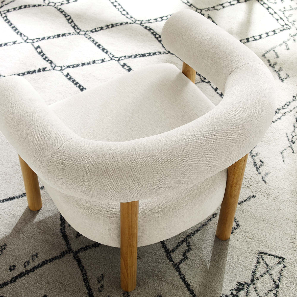 Sable Upholstered Fabric Armchair, Ivory Natural