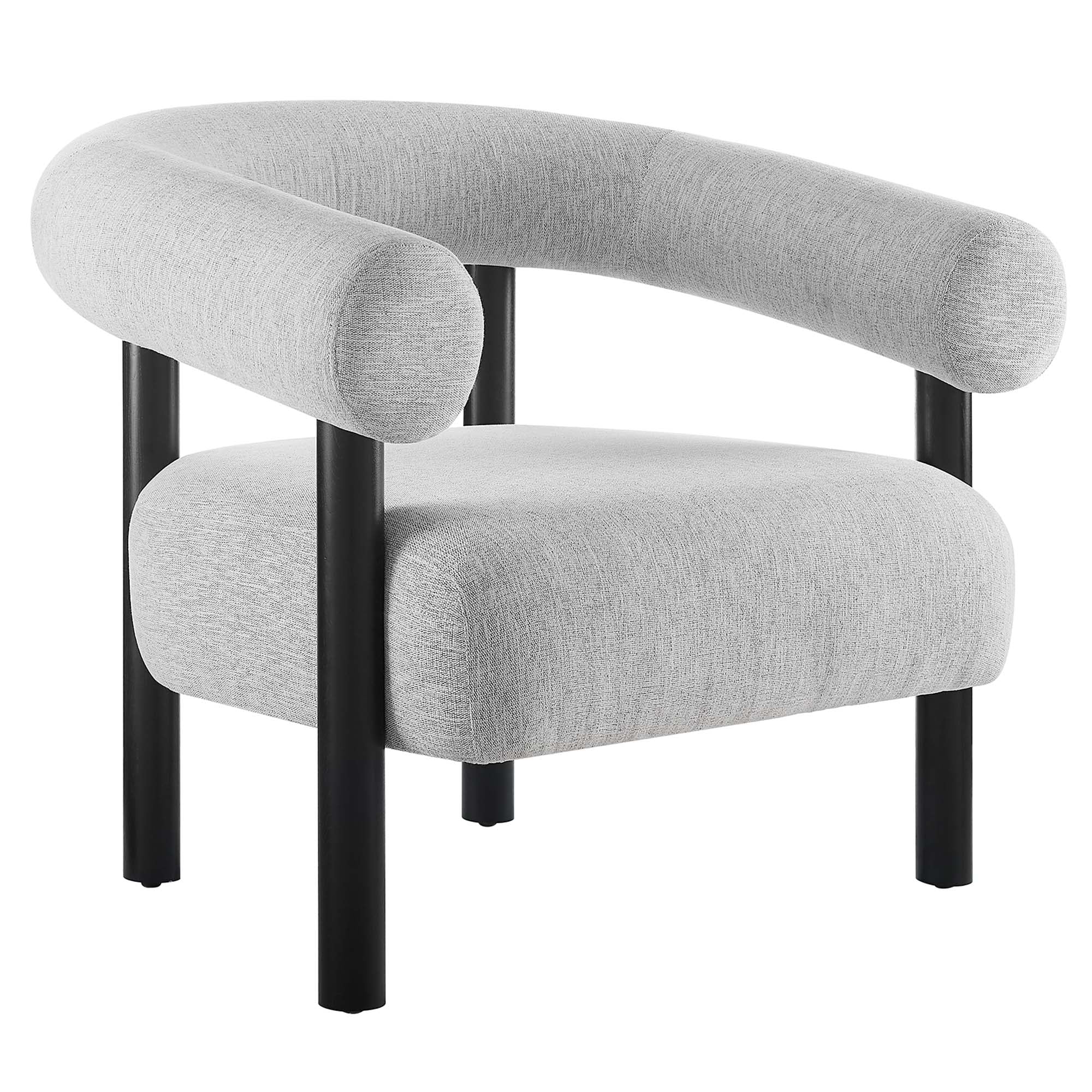 Sable Upholstered Fabric Armchair, Light Gray Black