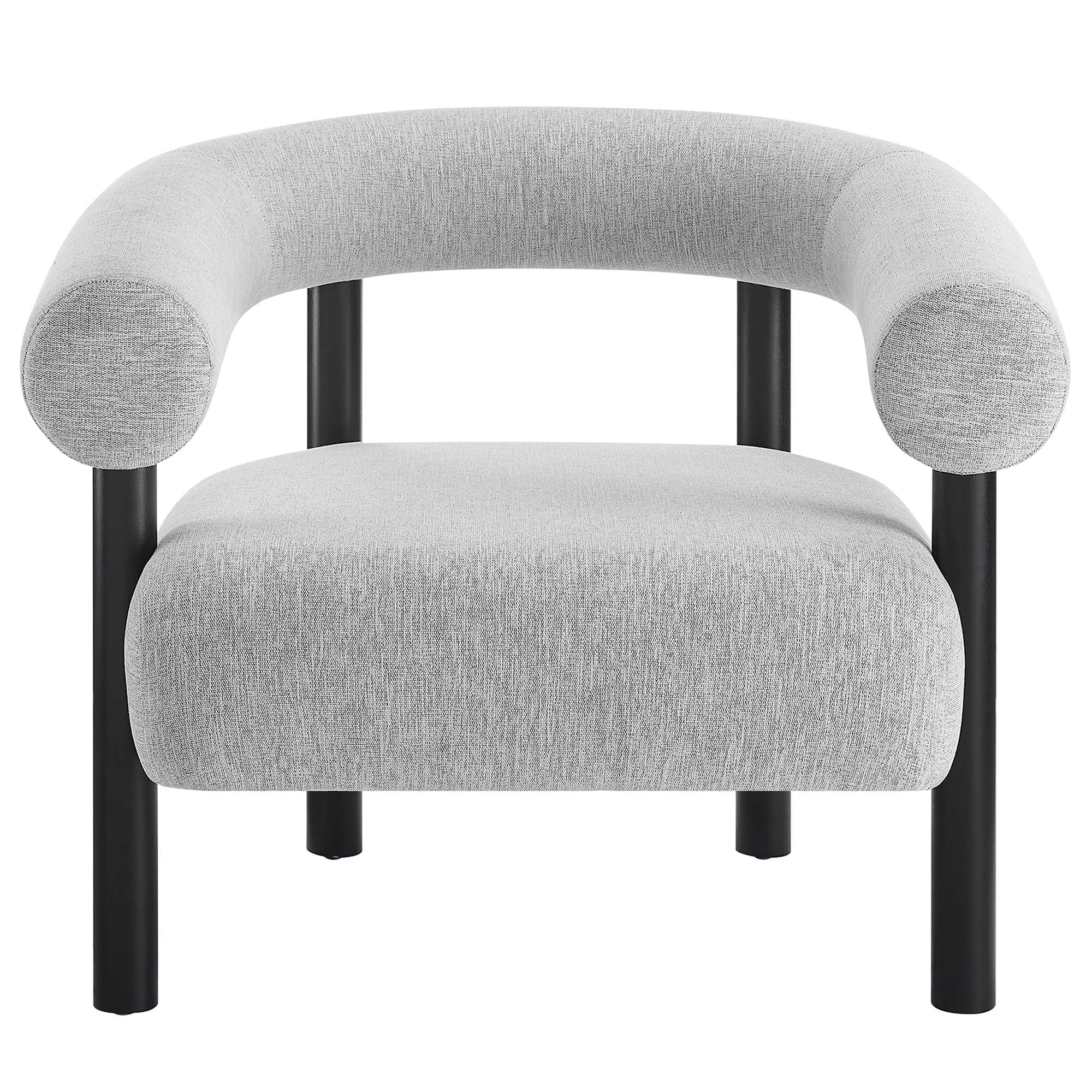 Sable Upholstered Fabric Armchair, Light Gray Black