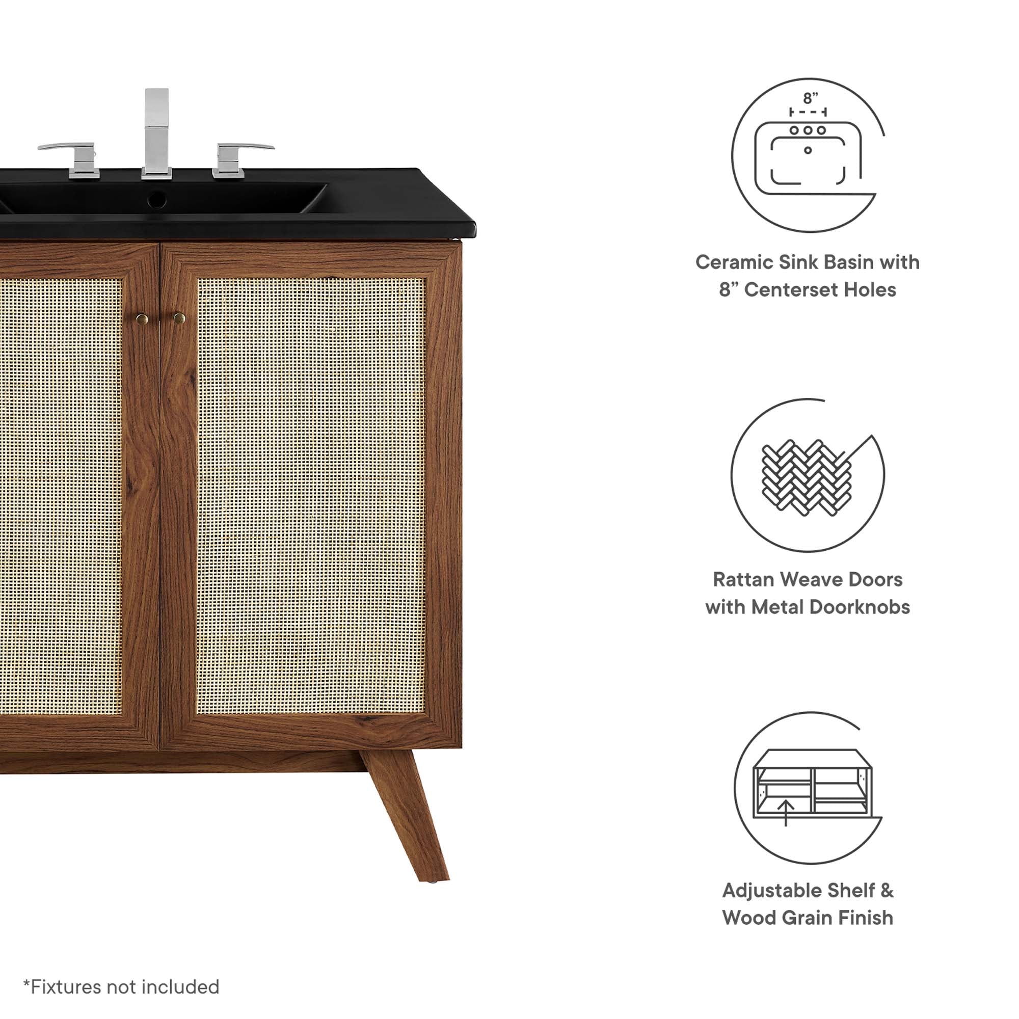 Soma 30" Bathroom Vanity, Walnut Black