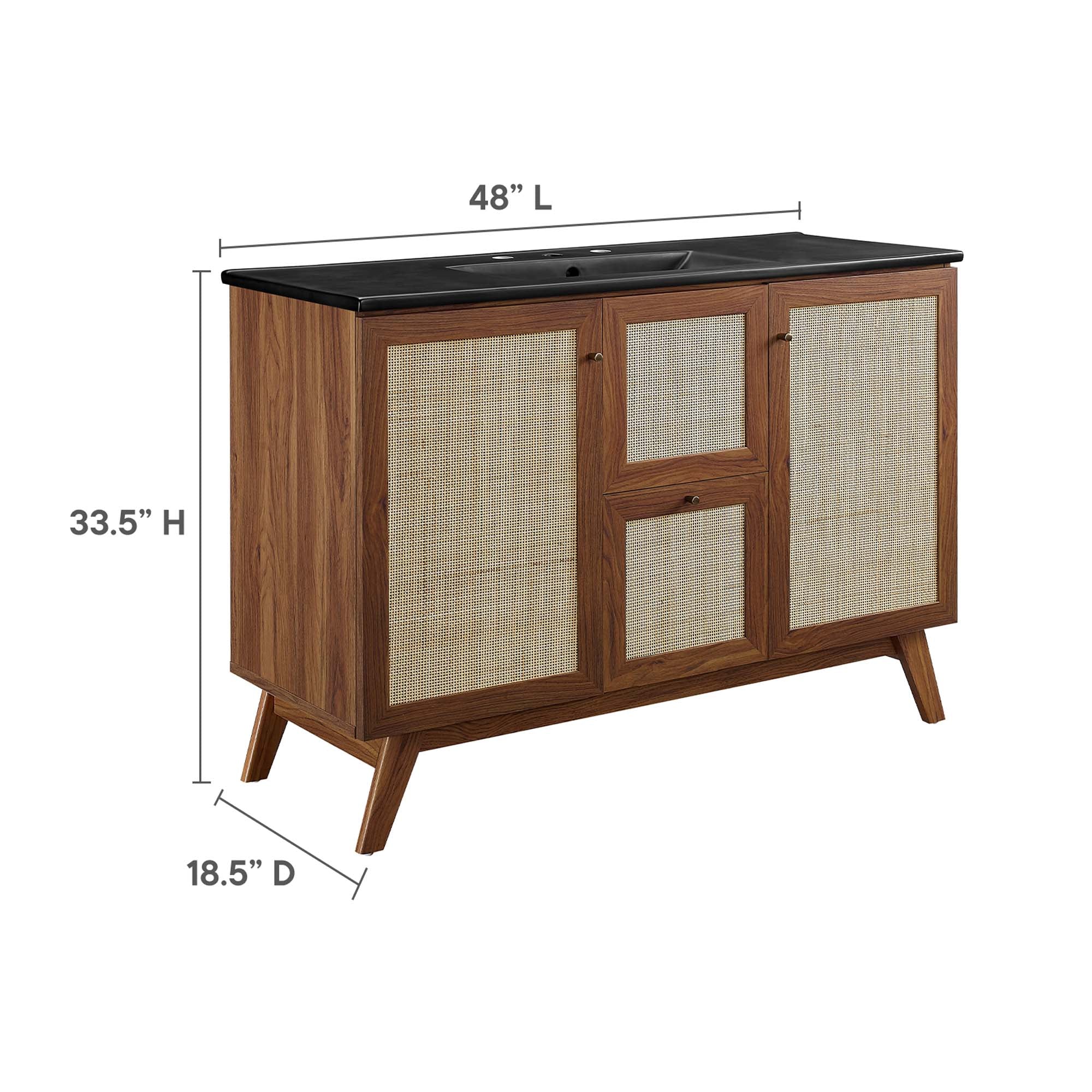 Soma 48" Single Sink Bathroom Vanity, Walnut Black