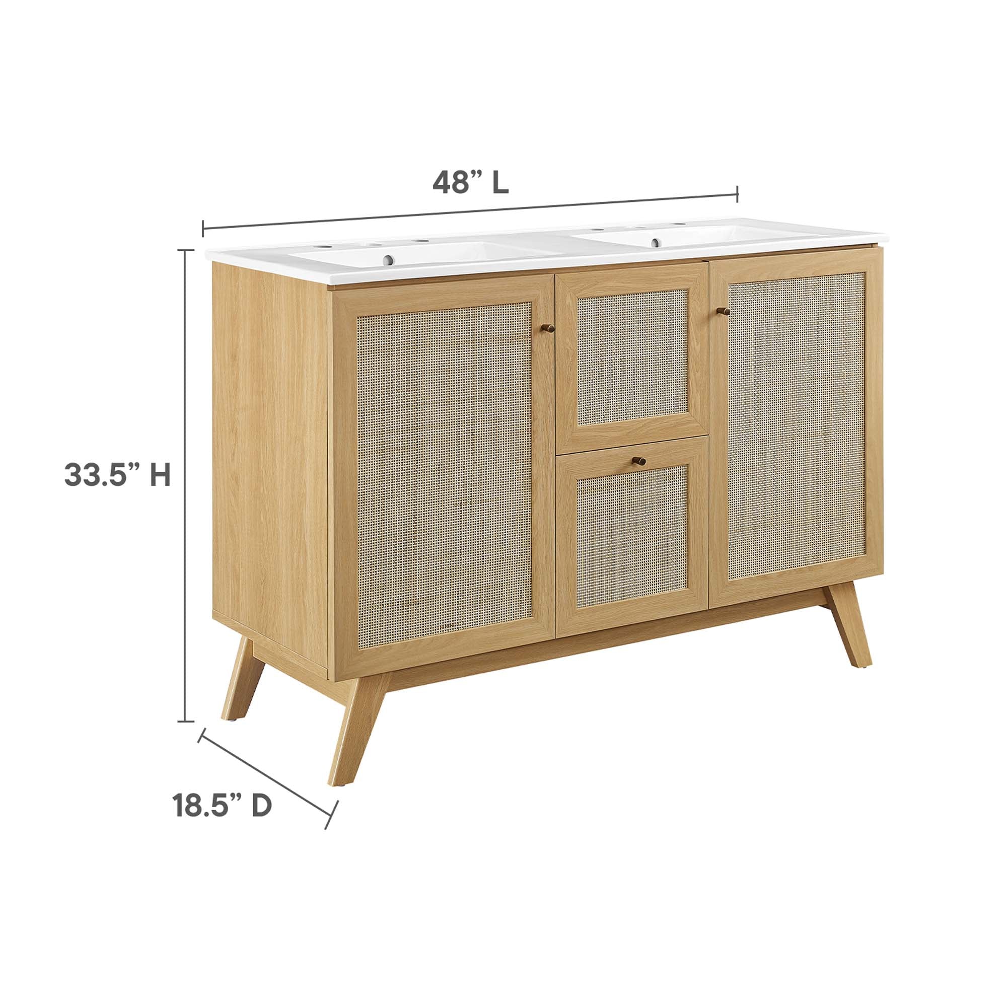 Soma 48" Double Sink Bathroom Vanity, Oak White