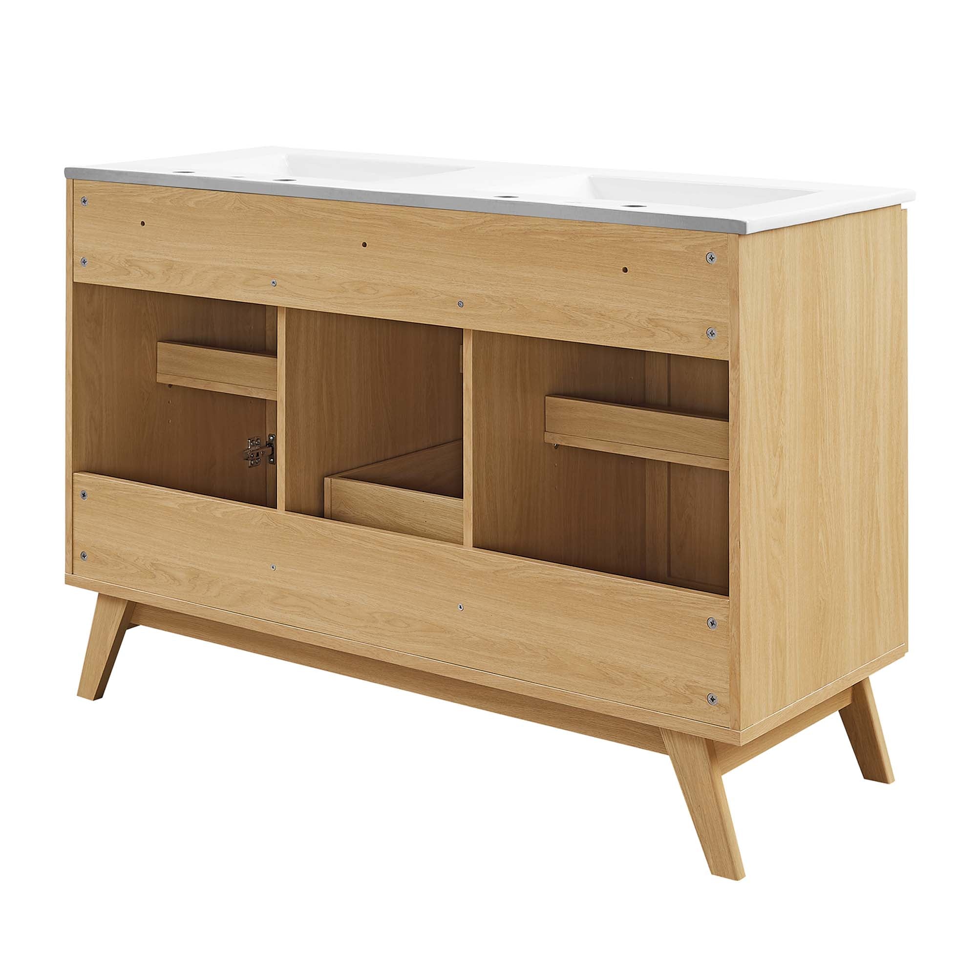 Soma 48" Double Sink Bathroom Vanity, Oak White