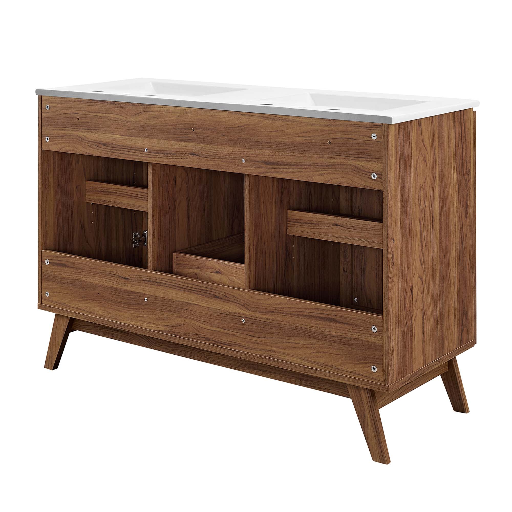 Soma 48" Double Sink Bathroom Vanity, Walnut White