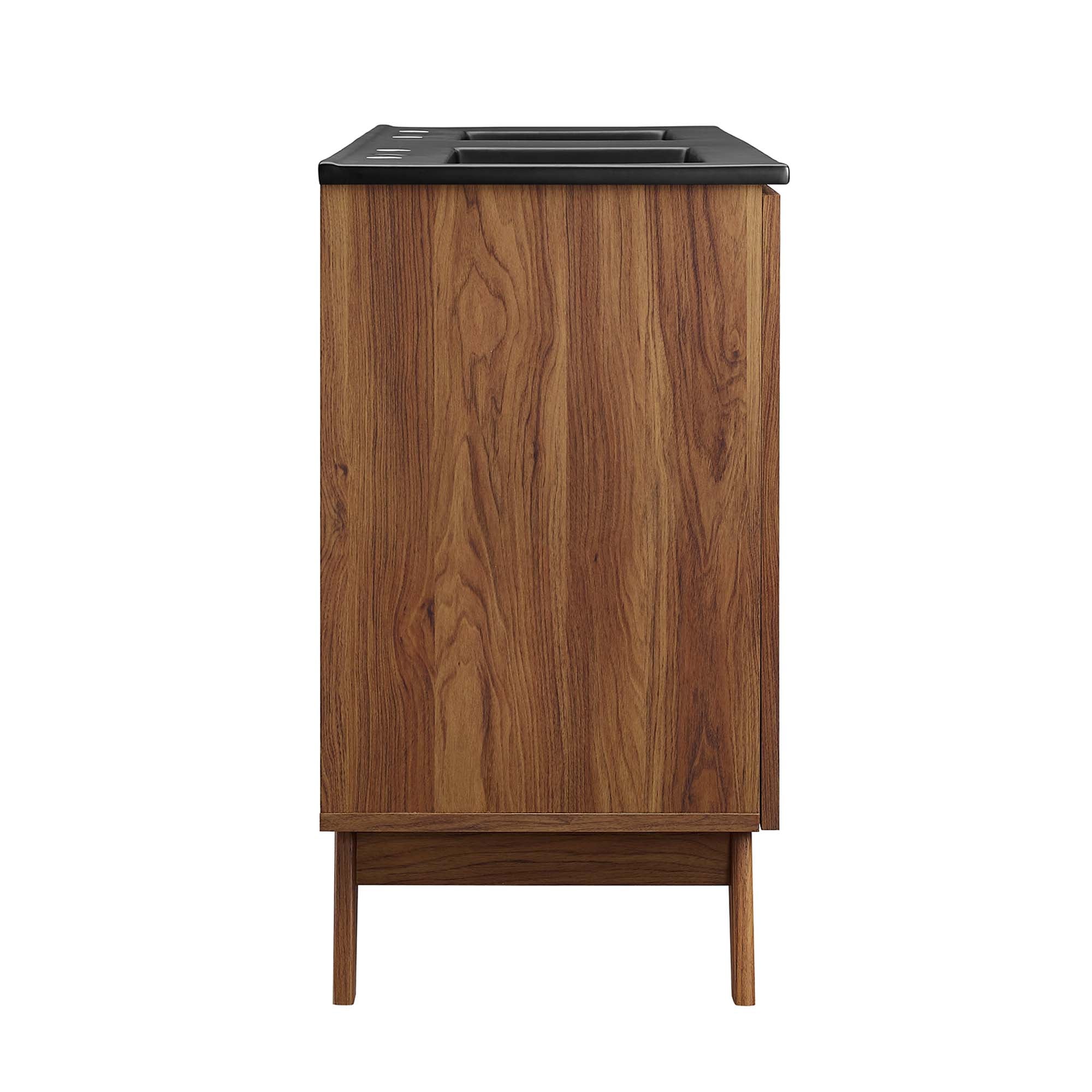 Soma 48" Double Sink Bathroom Vanity, Walnut Black
