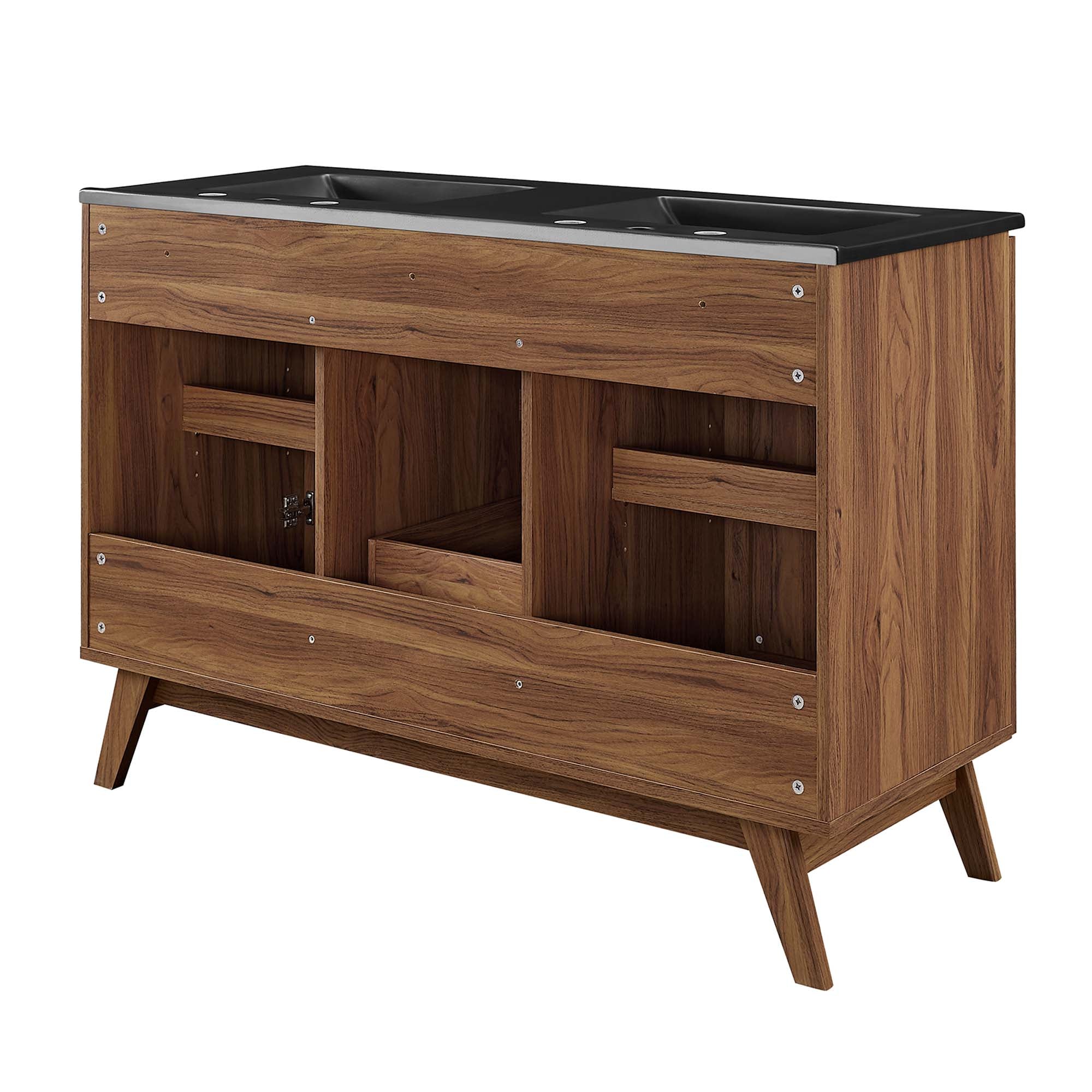 Soma 48" Double Sink Bathroom Vanity, Walnut Black
