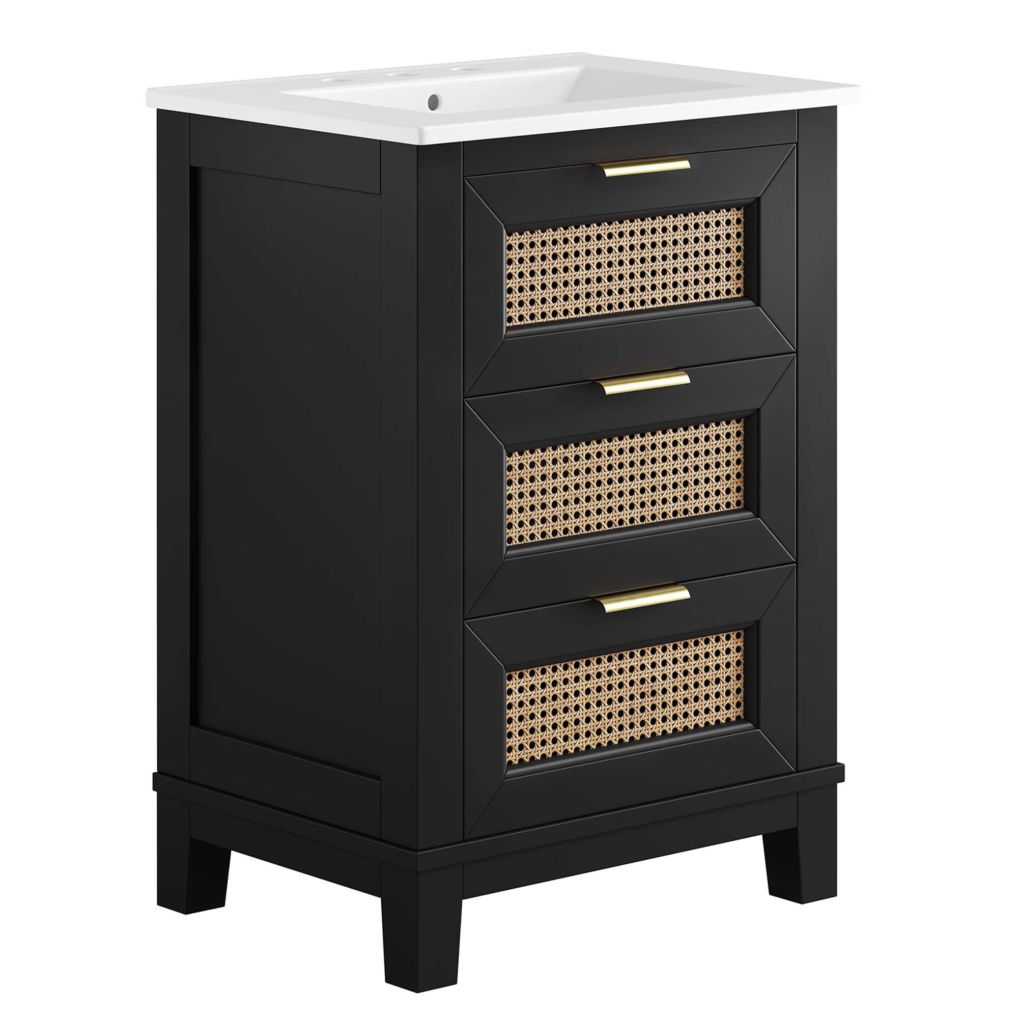 Dixie 24" Solid Wood Bathroom Vanity, Black White