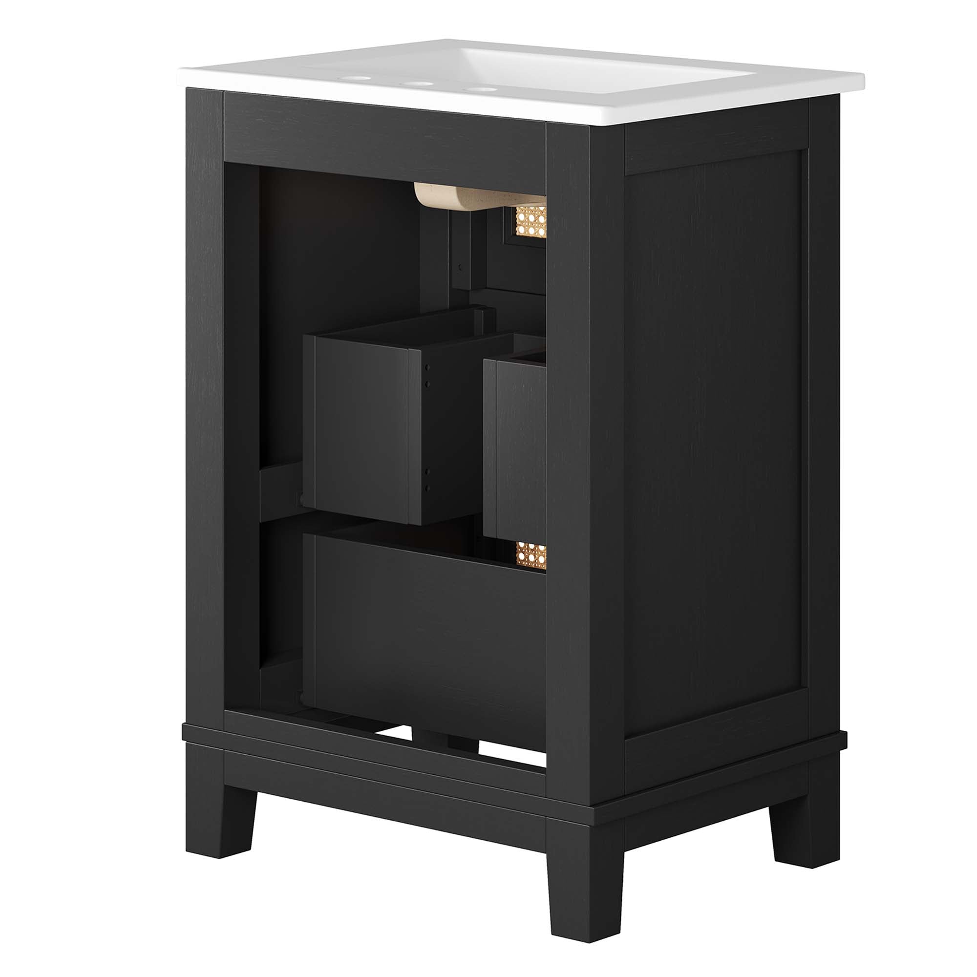 Dixie 24" Solid Wood Bathroom Vanity, Black White