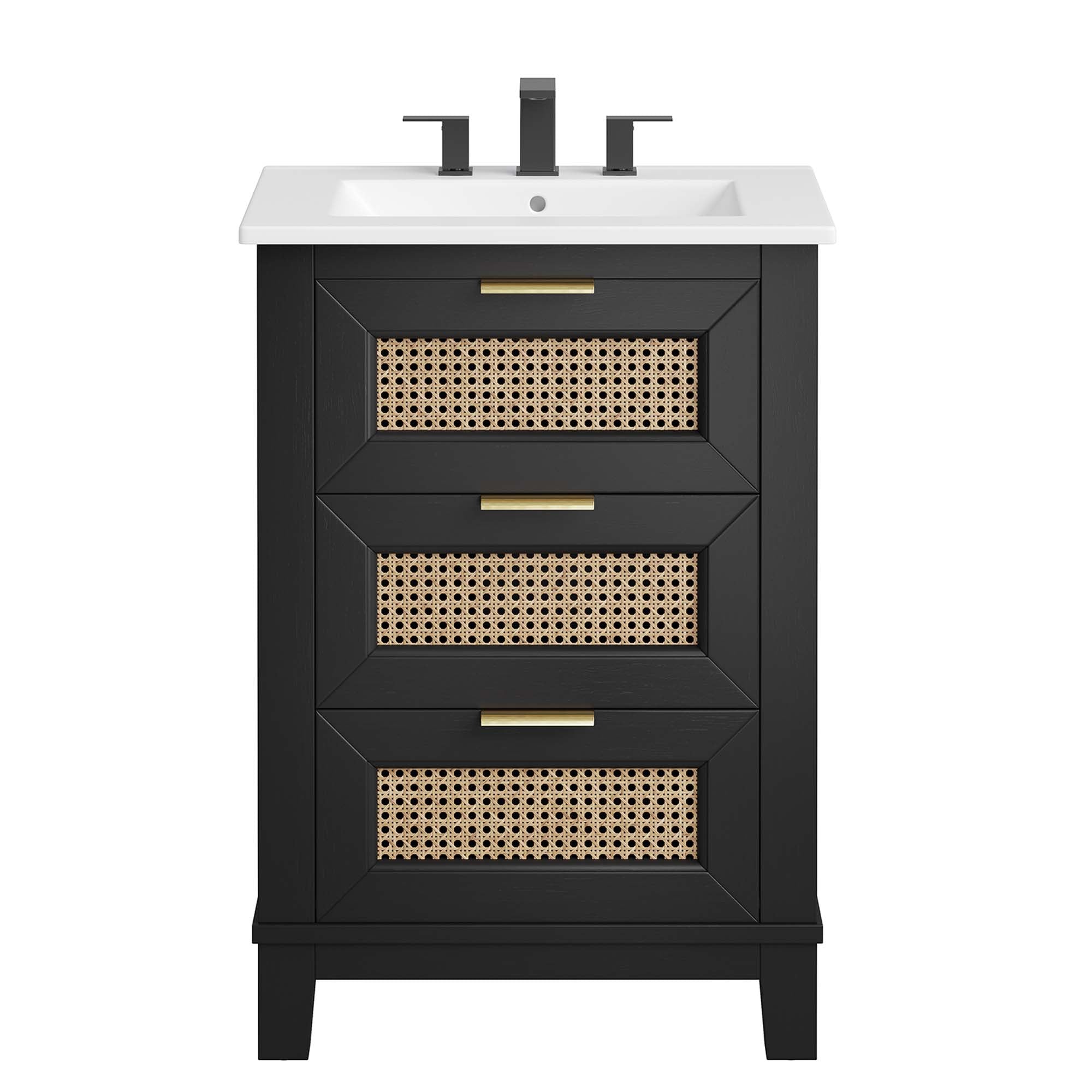 Dixie 24" Solid Wood Bathroom Vanity, Black White