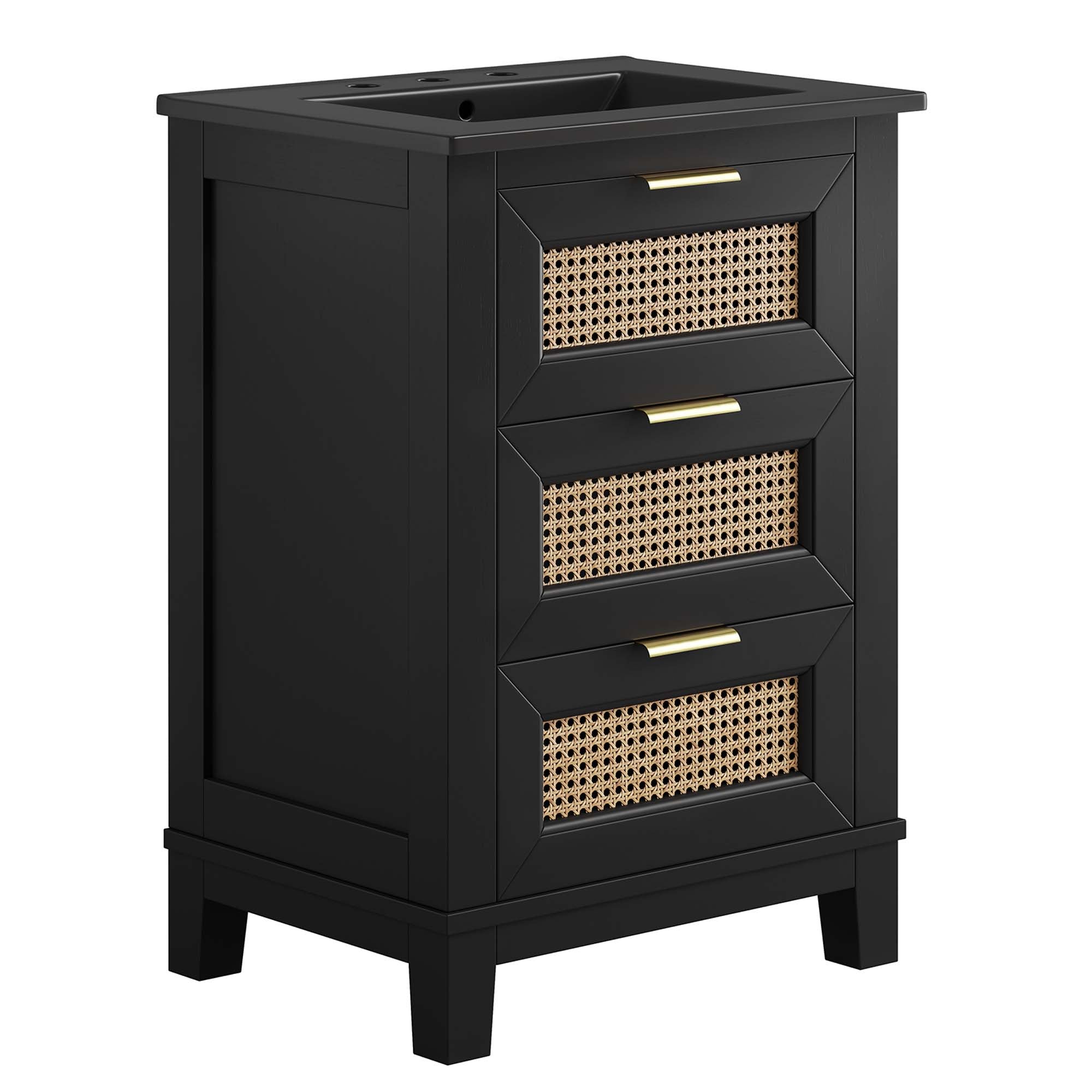 Dixie 24" Solid Wood Bathroom Vanity Cabinet, Black Black