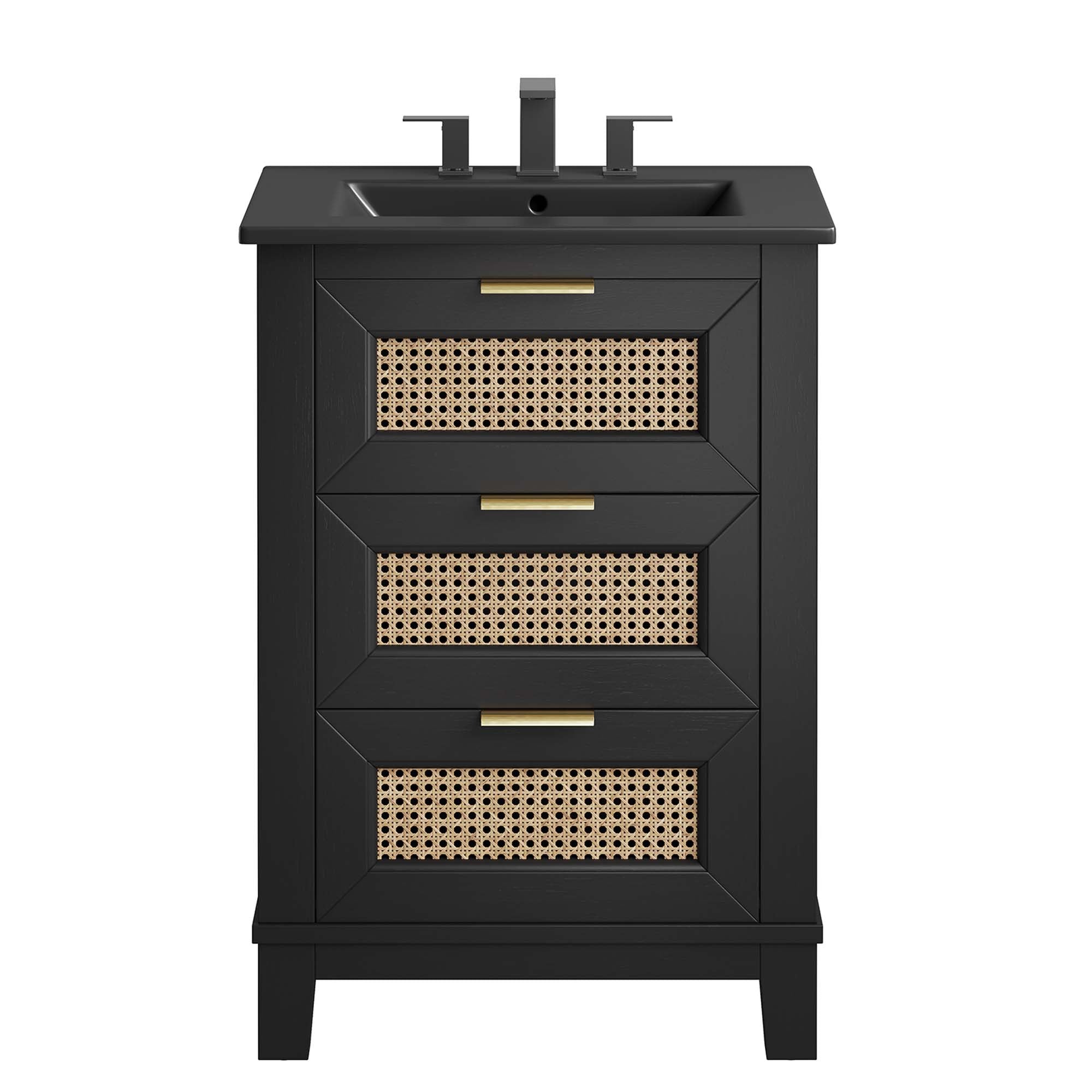 Dixie 24" Solid Wood Bathroom Vanity Cabinet, Black Black