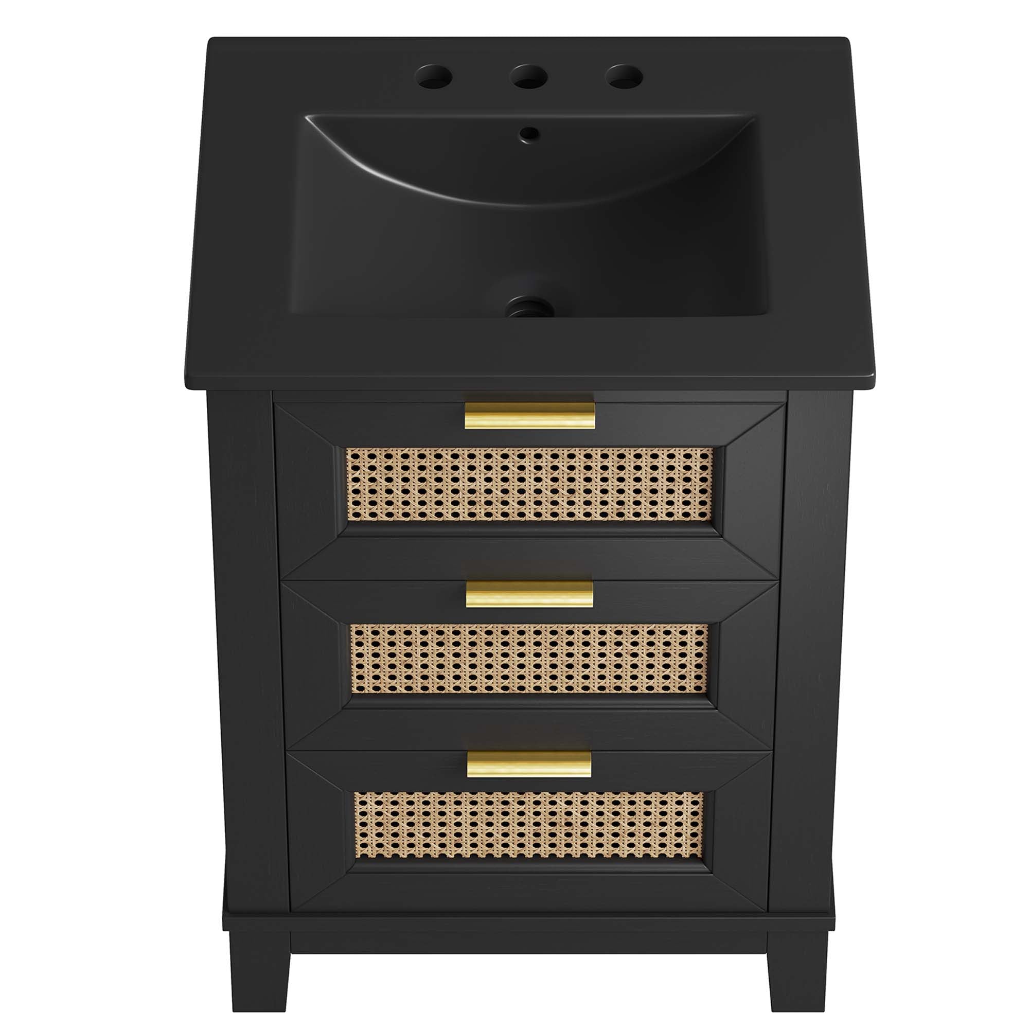 Dixie 24" Solid Wood Bathroom Vanity Cabinet, Black Black