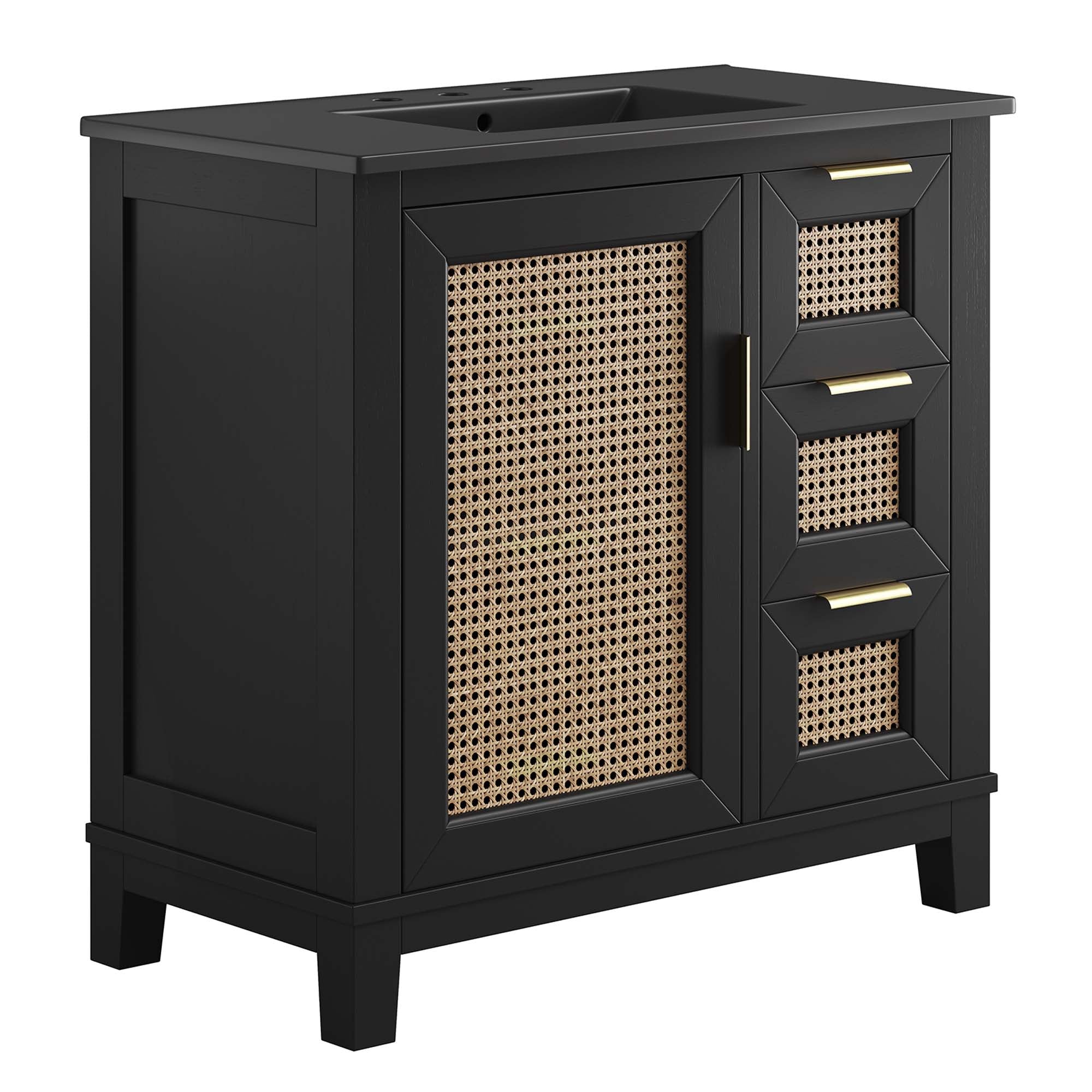 Dixie 36" Solid Wood Bathroom Vanity Cabinet, Black Black