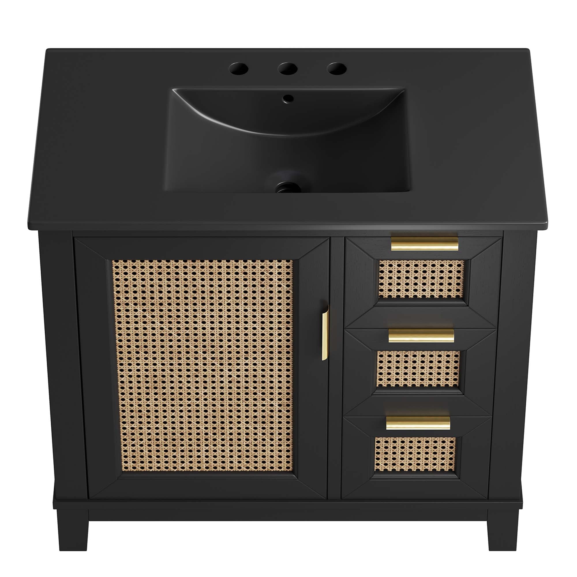Dixie 36" Solid Wood Bathroom Vanity Cabinet, Black Black