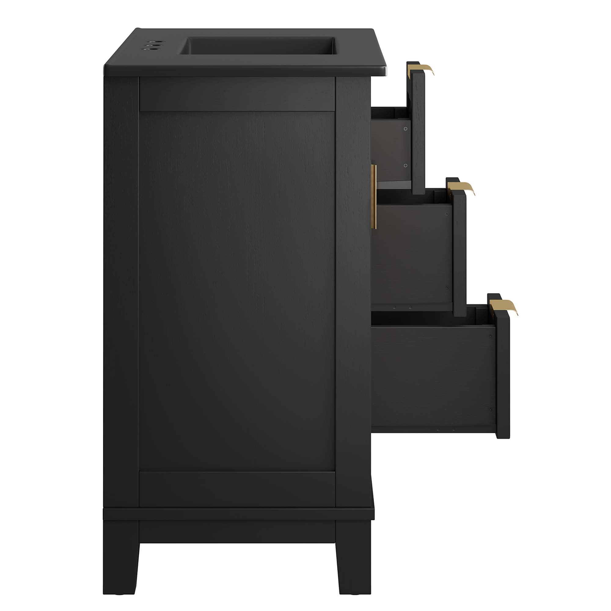 Dixie 36" Solid Wood Bathroom Vanity Cabinet, Black Black