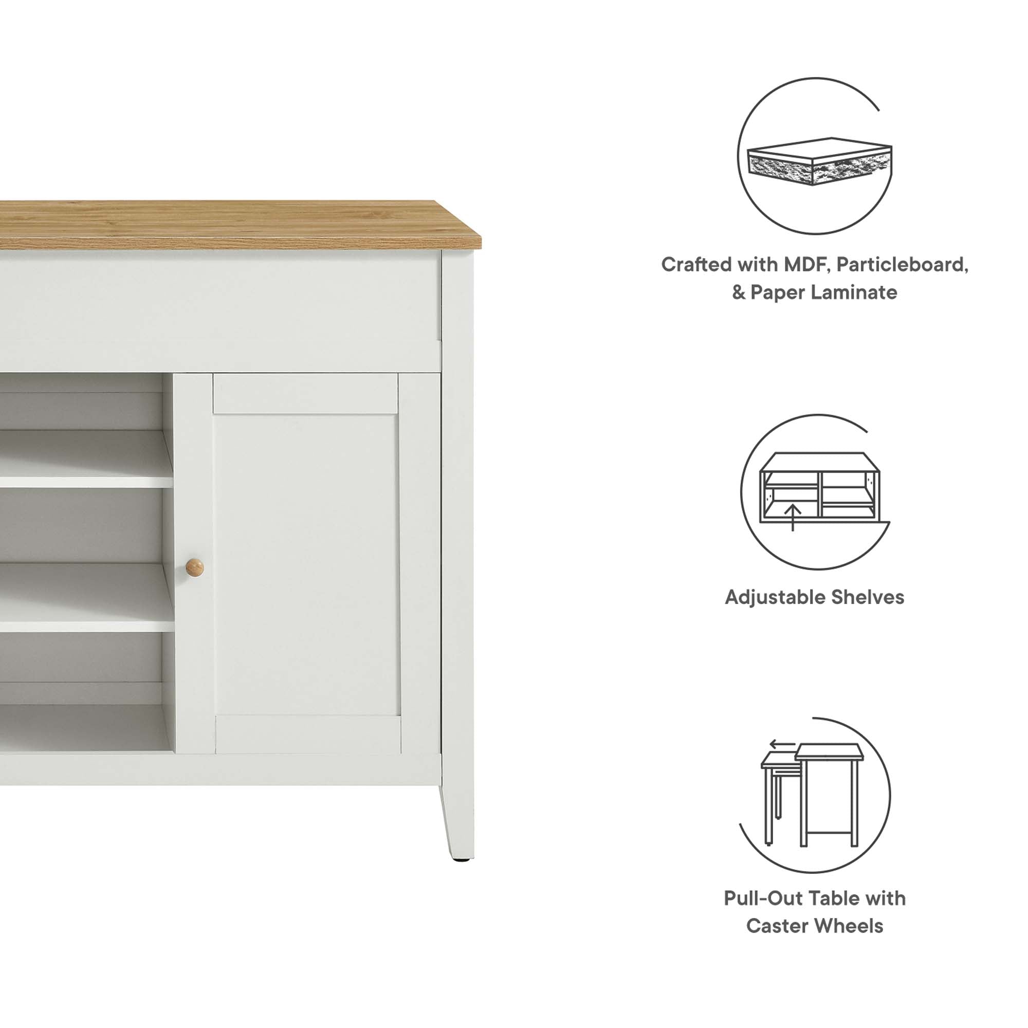 Garland Kitchen Island, Oak White