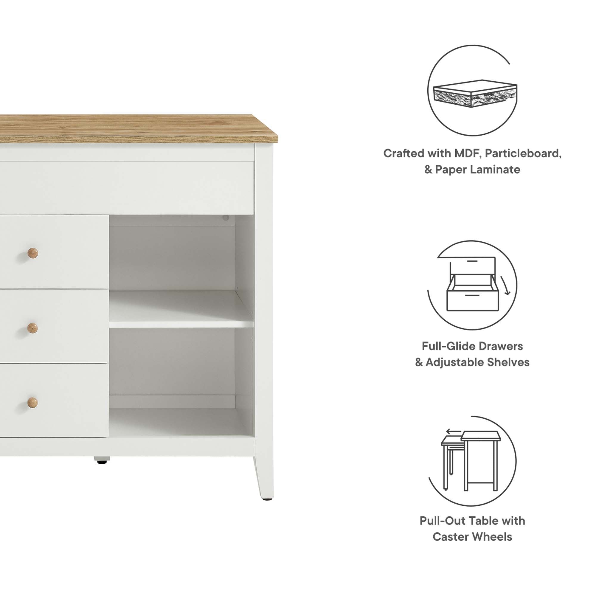 Farmstead Kitchen Island, Oak White