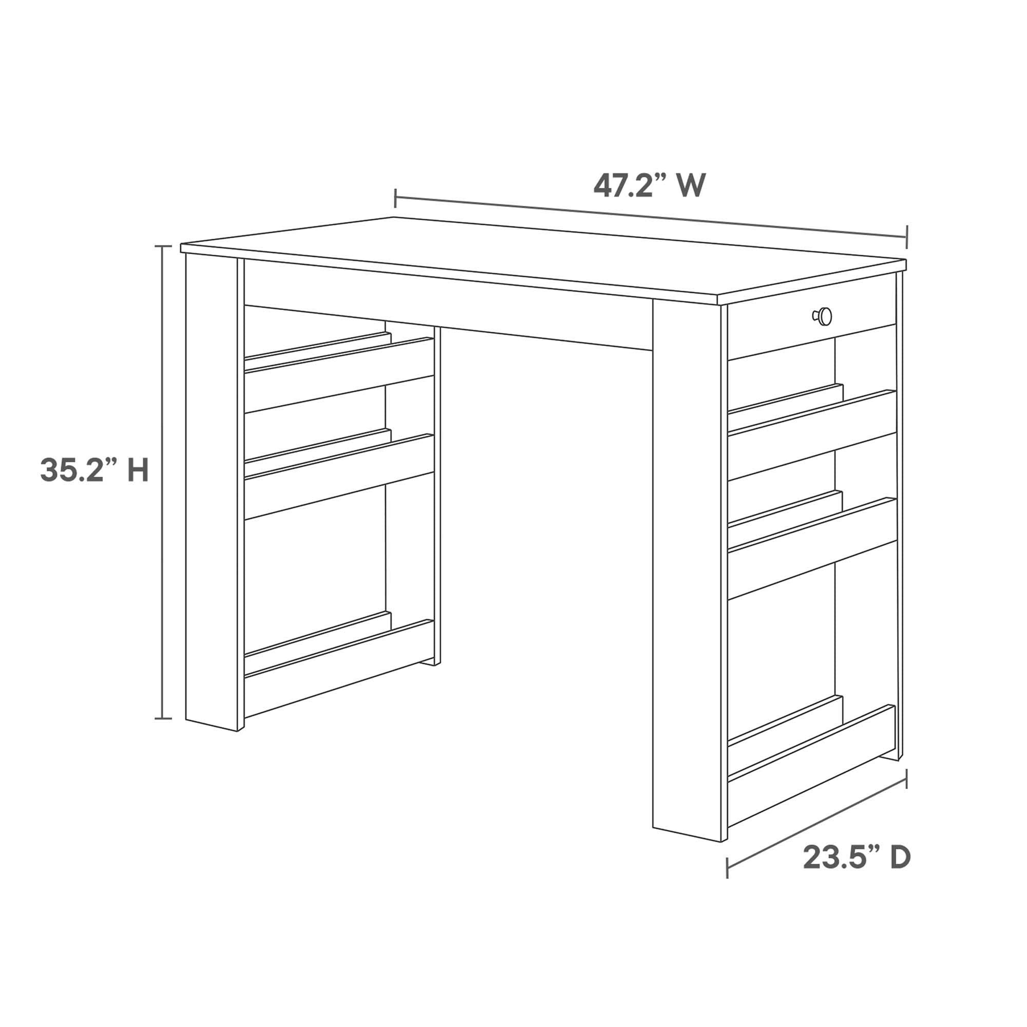Galley 3-Piece Kitchen Island and Stool Set, Oak Gray