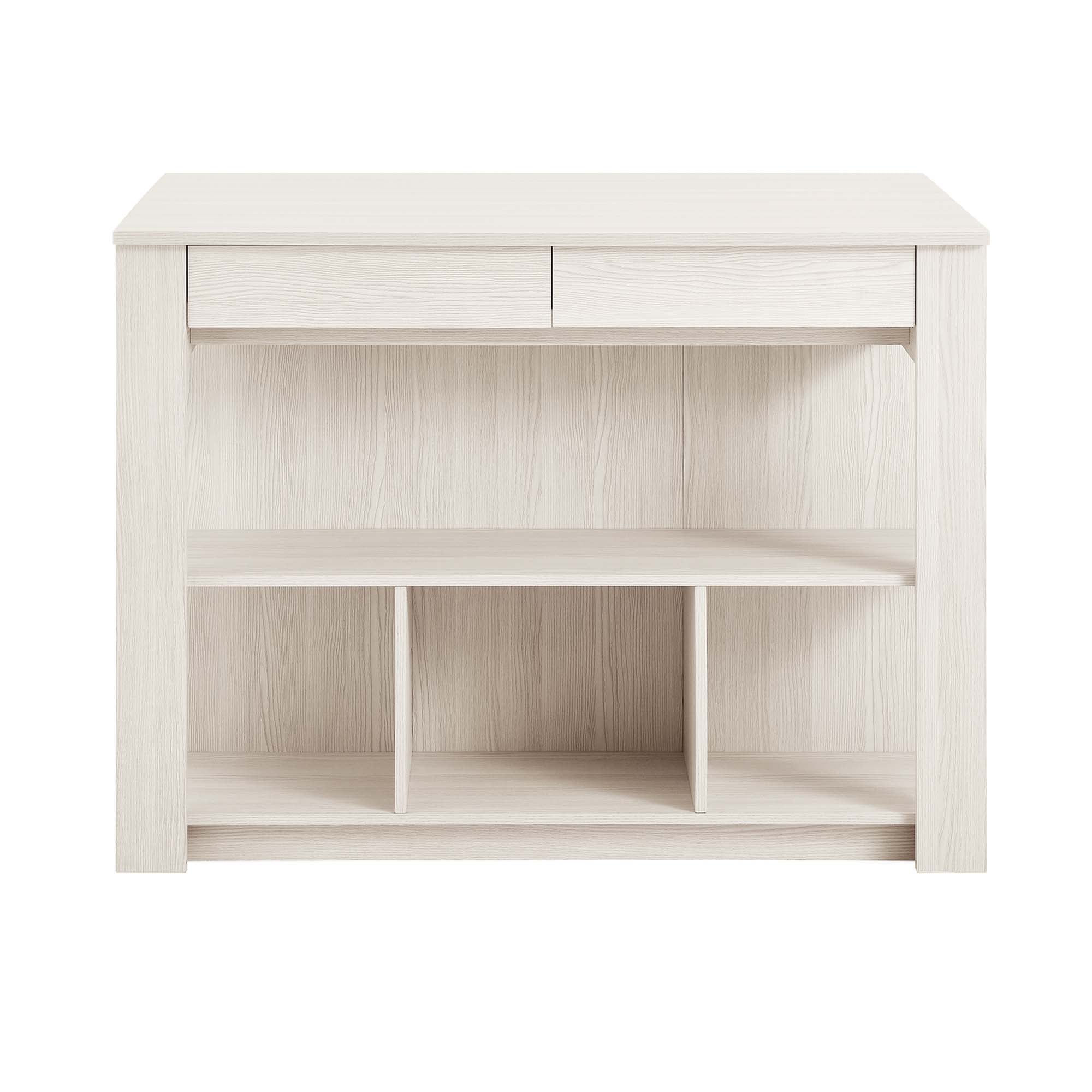 Meadowbrook 3-Piece Kitchen Island and Stool Set, White Maple