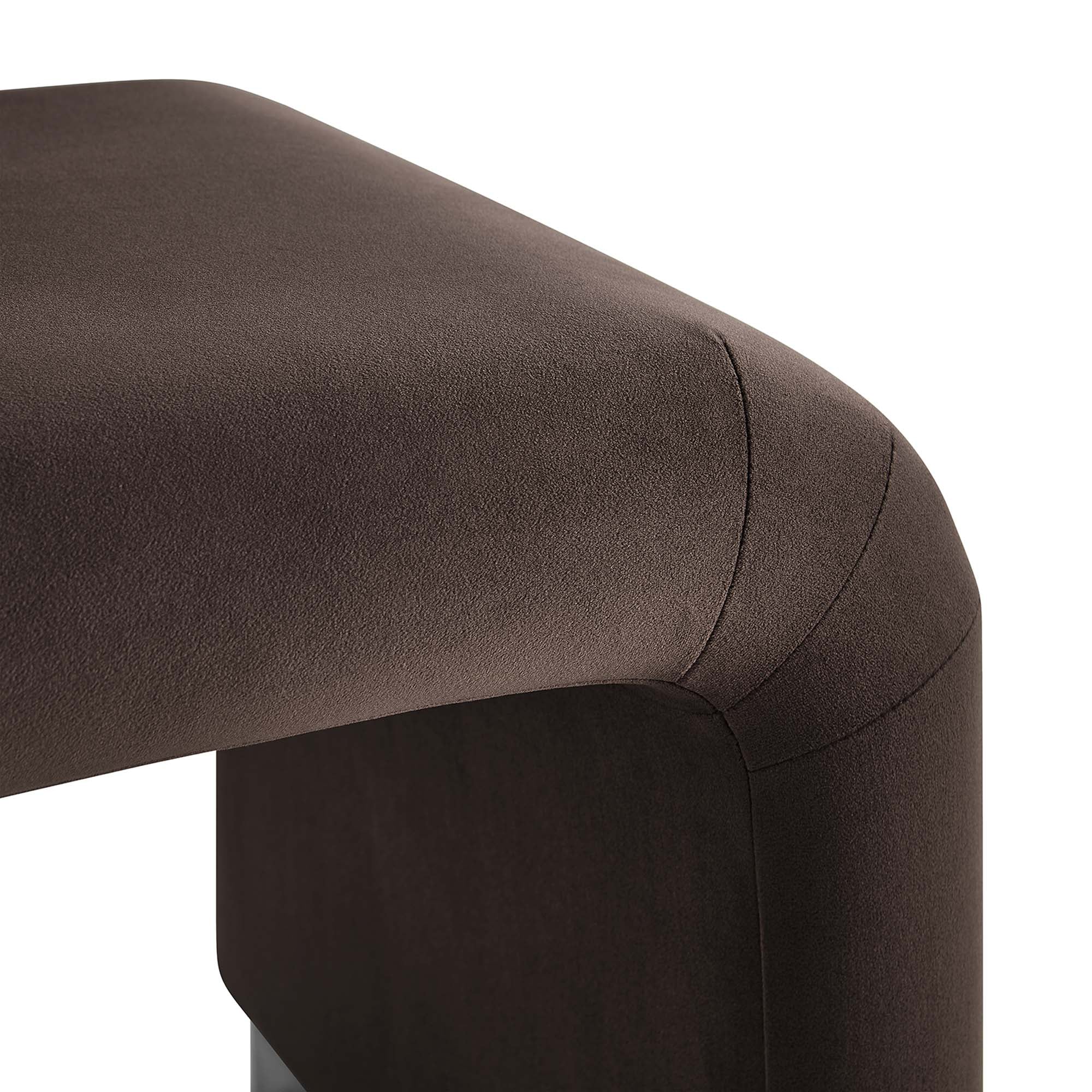 Koda Performance Velvet Waterfall Stool, Black Chocolate Brown